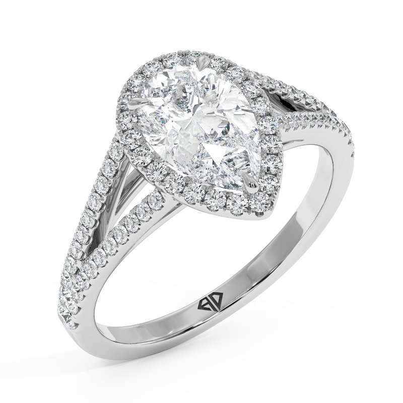18K White Gold Odessa Halo Engagement Ring