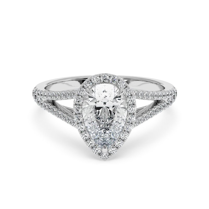18K White Gold Odessa Halo Engagement Ring