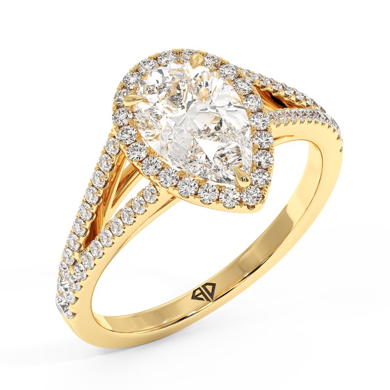 18K Yellow Gold Odessa Halo Engagement Ring