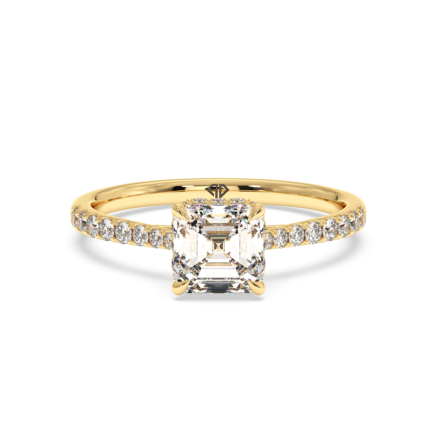 18K Yellow Gold Hana Diamond Shoulder Hidden Halo Engagement Ring
