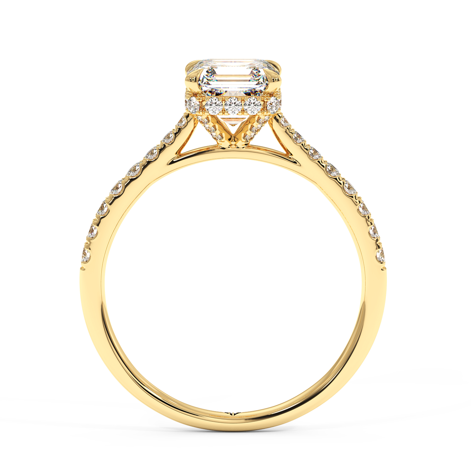 18K Yellow Gold Hana Diamond Shoulder Hidden Halo Engagement Ring