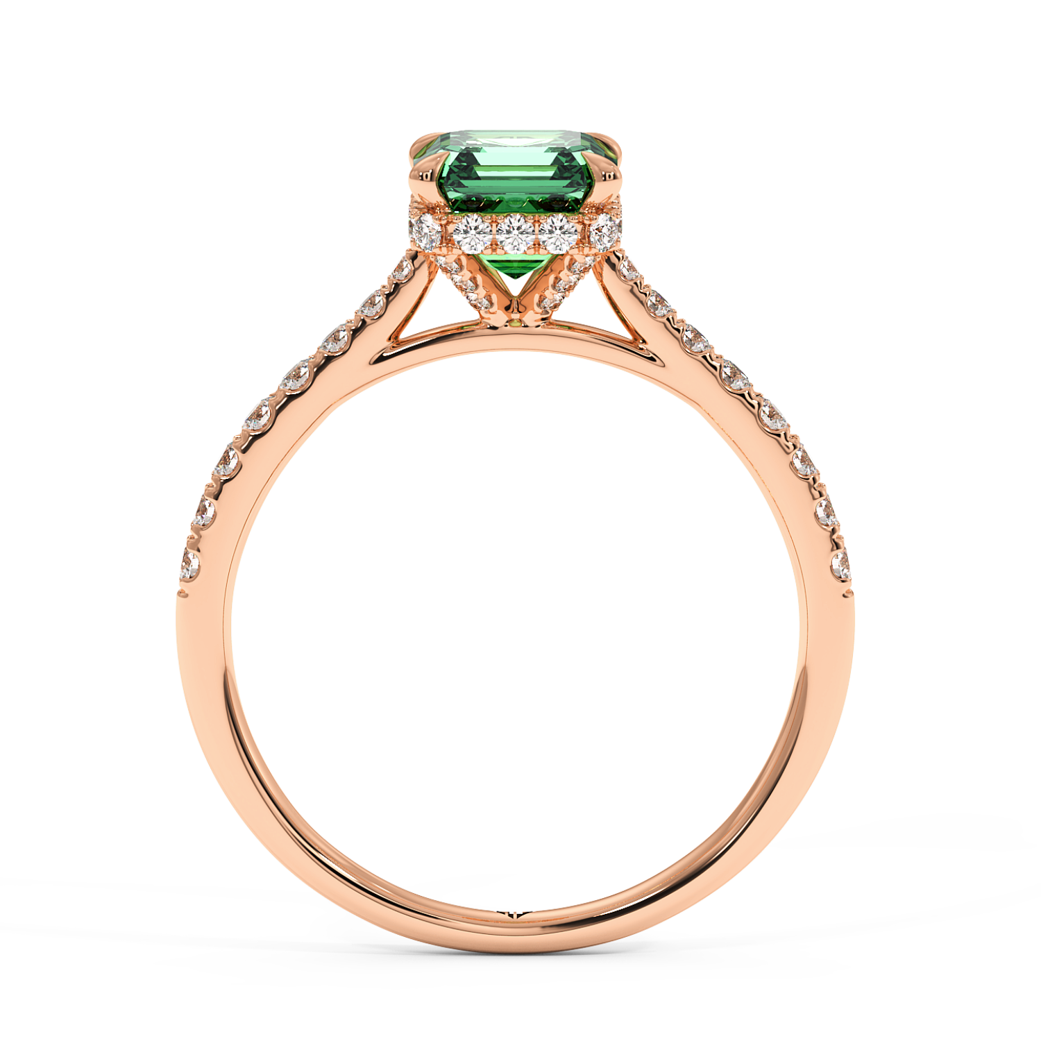 18K Rose Gold Hana Diamond Shoulder Hidden Halo Engagement Ring