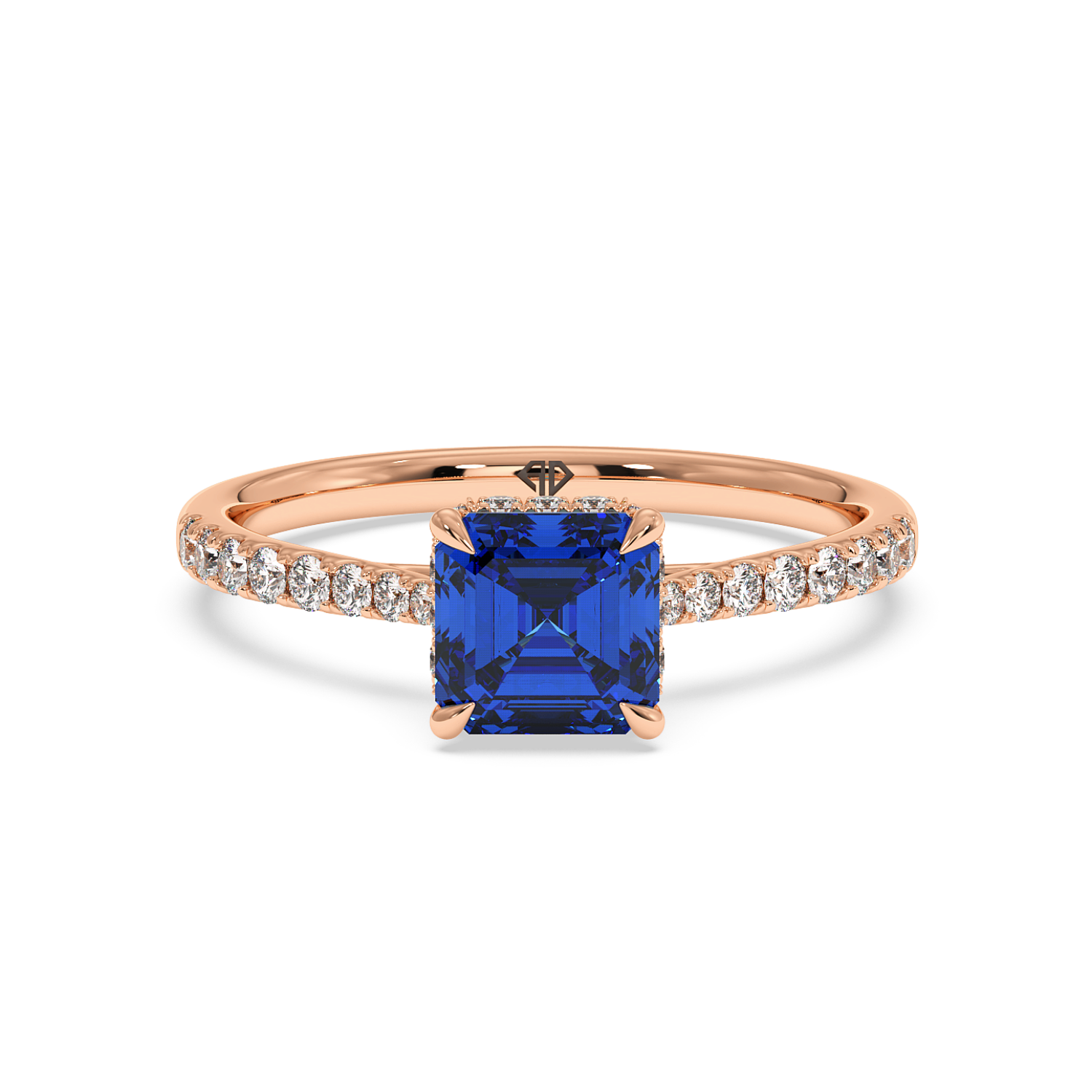 18K Rose Gold Hana Diamond Shoulder Hidden Halo Engagement Ring