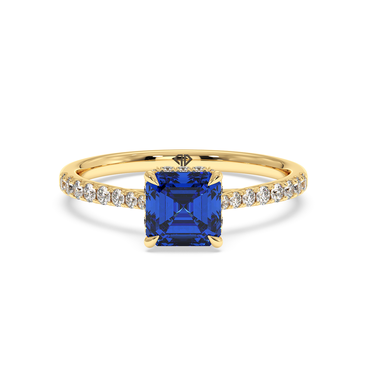 18K Yellow Gold Hana Diamond Shoulder Hidden Halo Engagement Ring