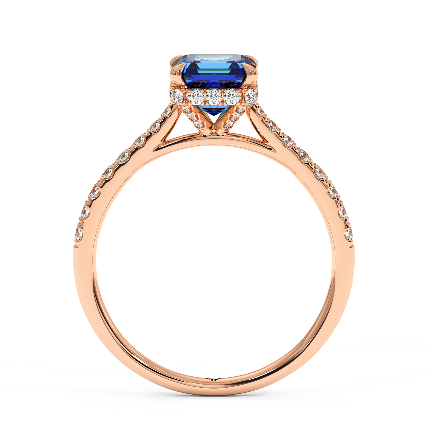 18K Rose Gold Hana Diamond Shoulder Hidden Halo Engagement Ring