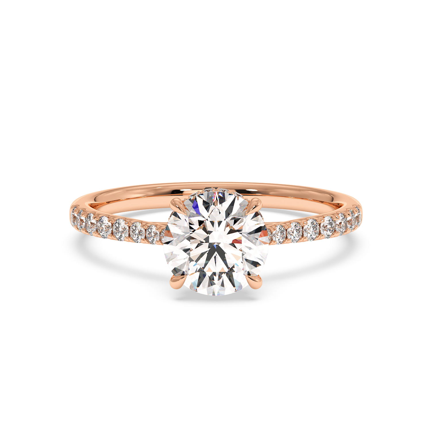 18K White Gold Hana Diamond Shoulder Hidden Halo Engagement Ring