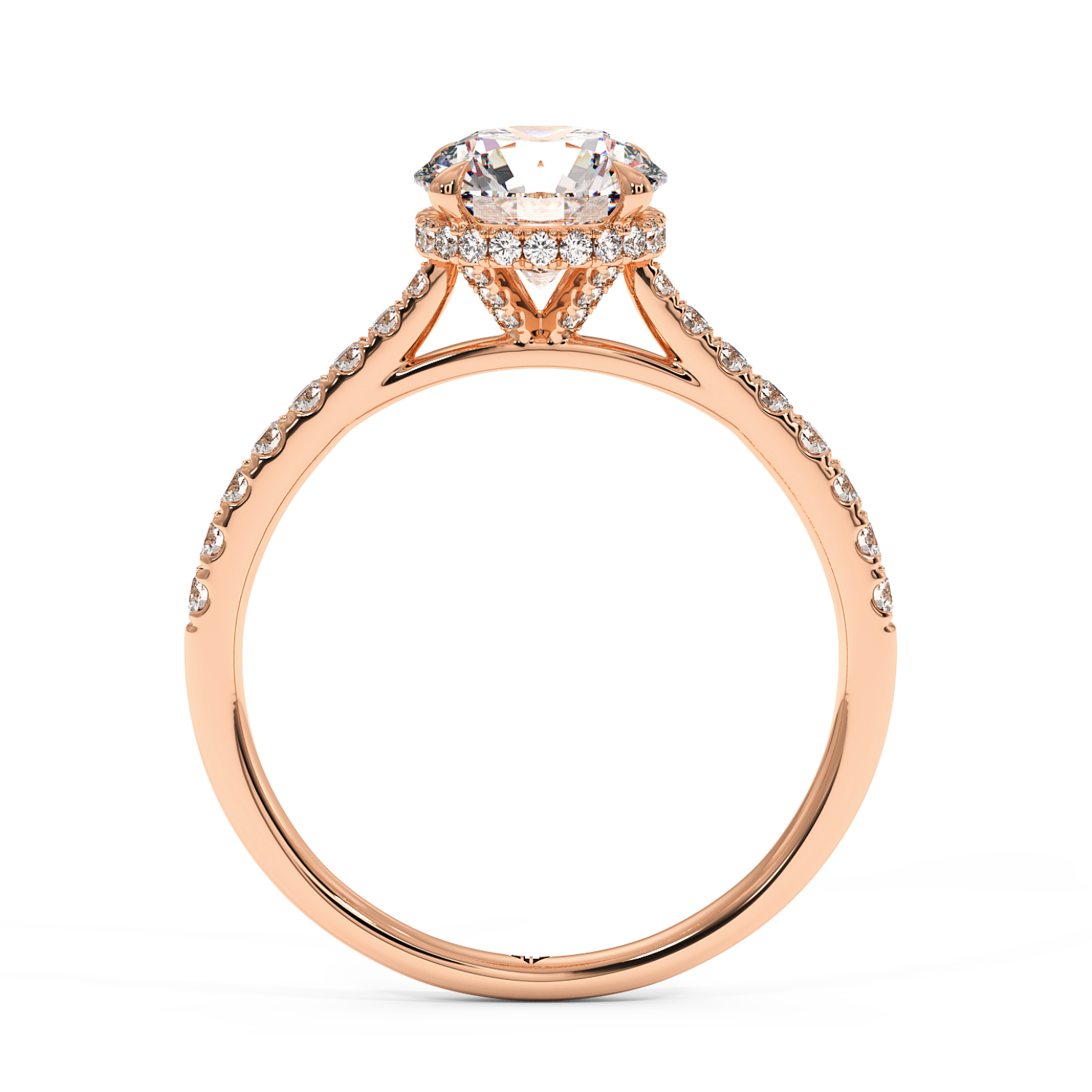 18K Rose Gold Hana Diamond Shoulder Hidden Halo Engagement Ring