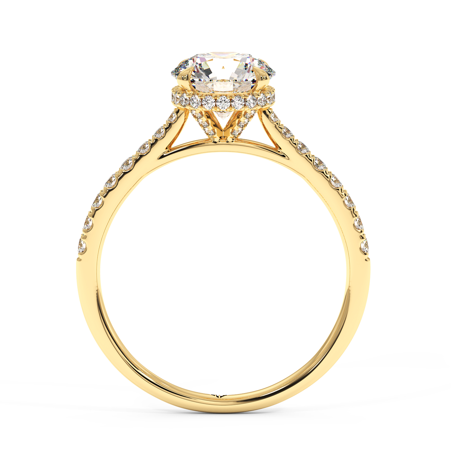 18K Yellow Gold Hana Diamond Shoulder Hidden Halo Engagement Ring