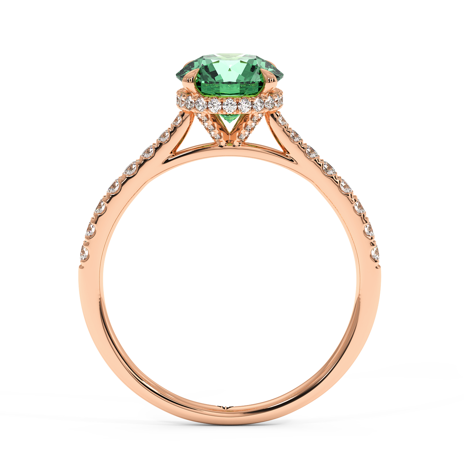 18K Rose Gold Hana Diamond Shoulder Hidden Halo Engagement Ring