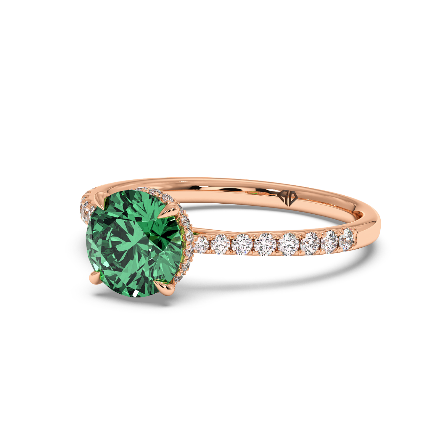 18K Rose Gold Hana Diamond Shoulder Hidden Halo Engagement Ring