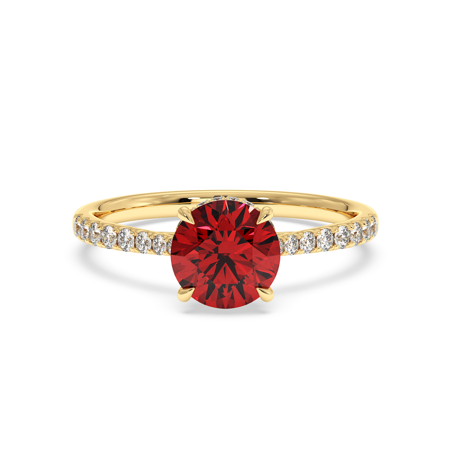 18K Yellow Gold Hana Diamond Shoulder Hidden Halo Engagement Ring