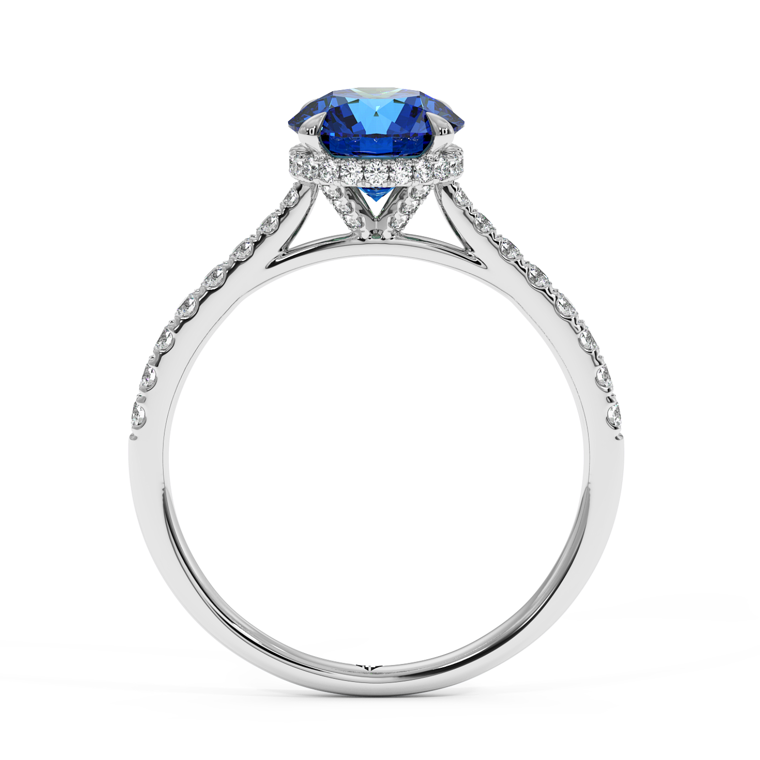 18K White Gold Hana Diamond Shoulder Hidden Halo Engagement Ring