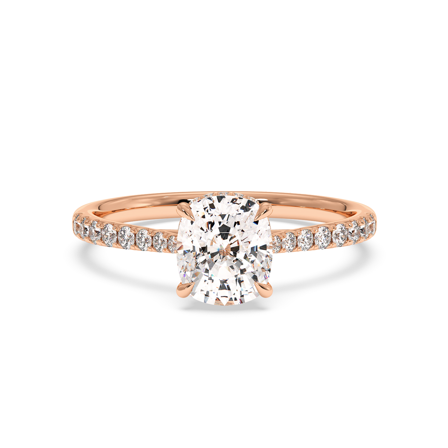18K Rose Gold Hana Diamond Shoulder Hidden Halo Engagement Ring