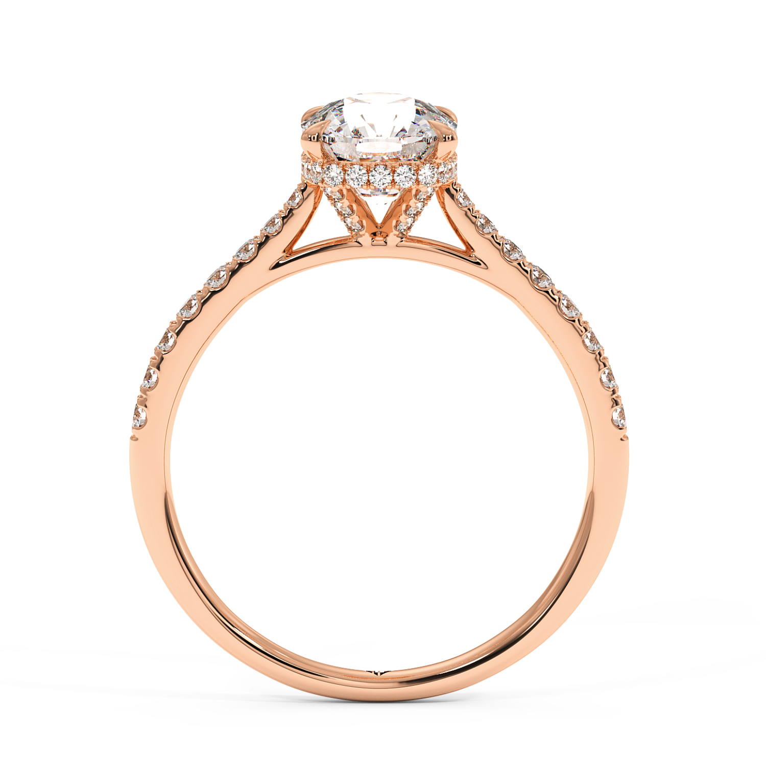 18K Rose Gold Hana Diamond Shoulder Hidden Halo Engagement Ring