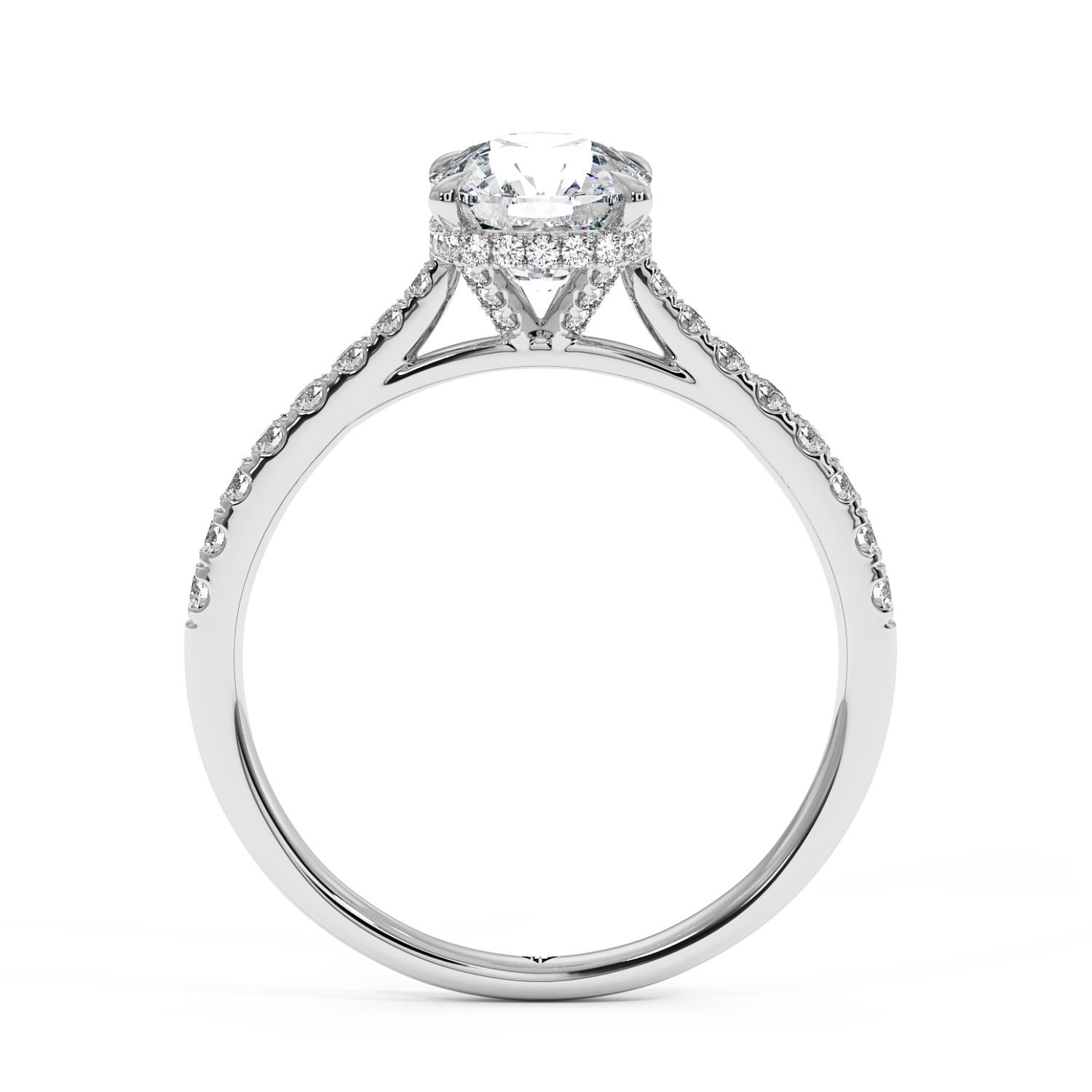 Platinum Hana Diamond Shoulder Hidden Halo Engagement Ring