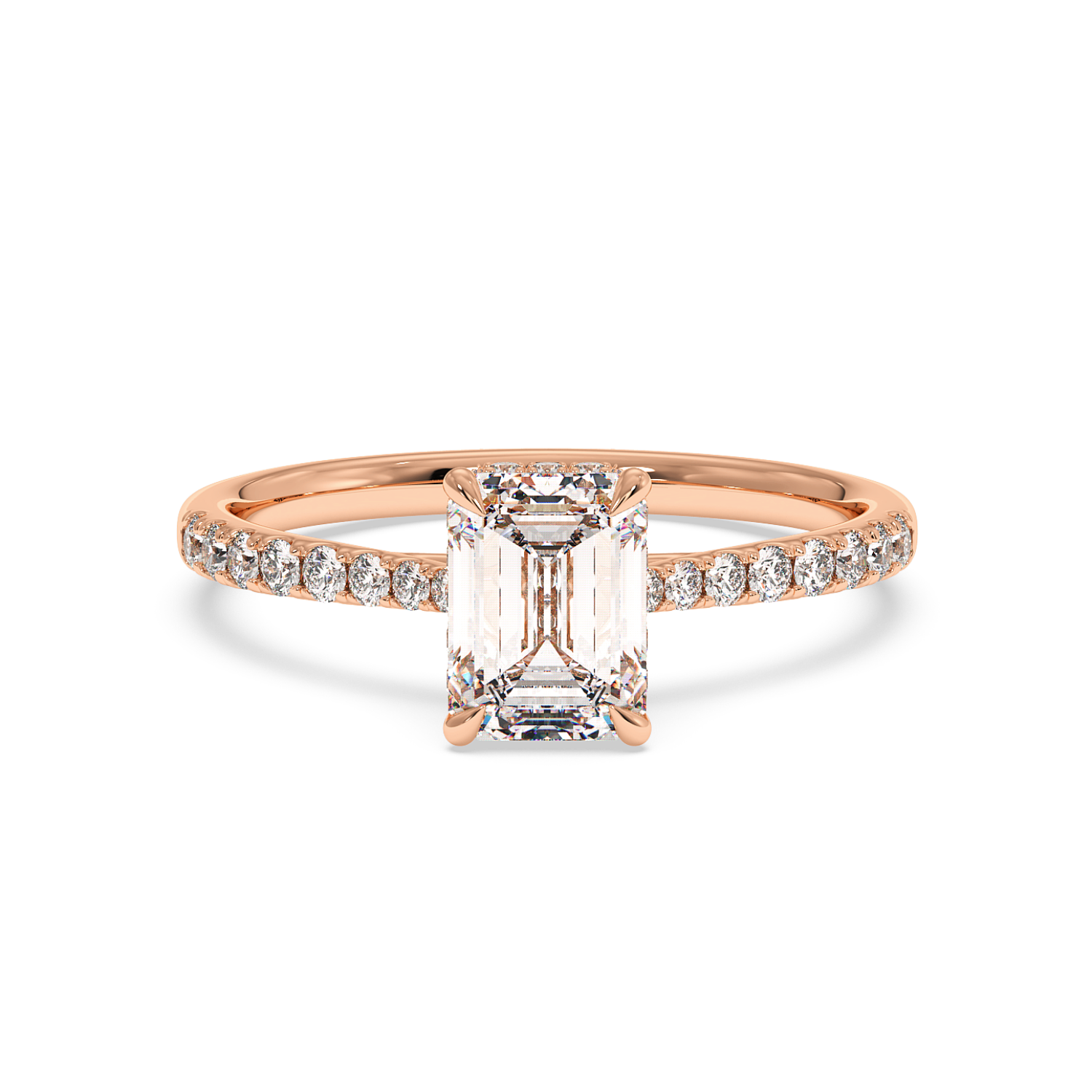 18K Rose Gold Hana Diamond Shoulder Hidden Halo Engagement Ring