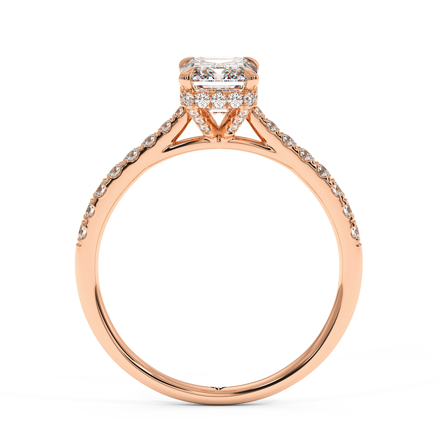18K Rose Gold Hana Diamond Shoulder Hidden Halo Engagement Ring