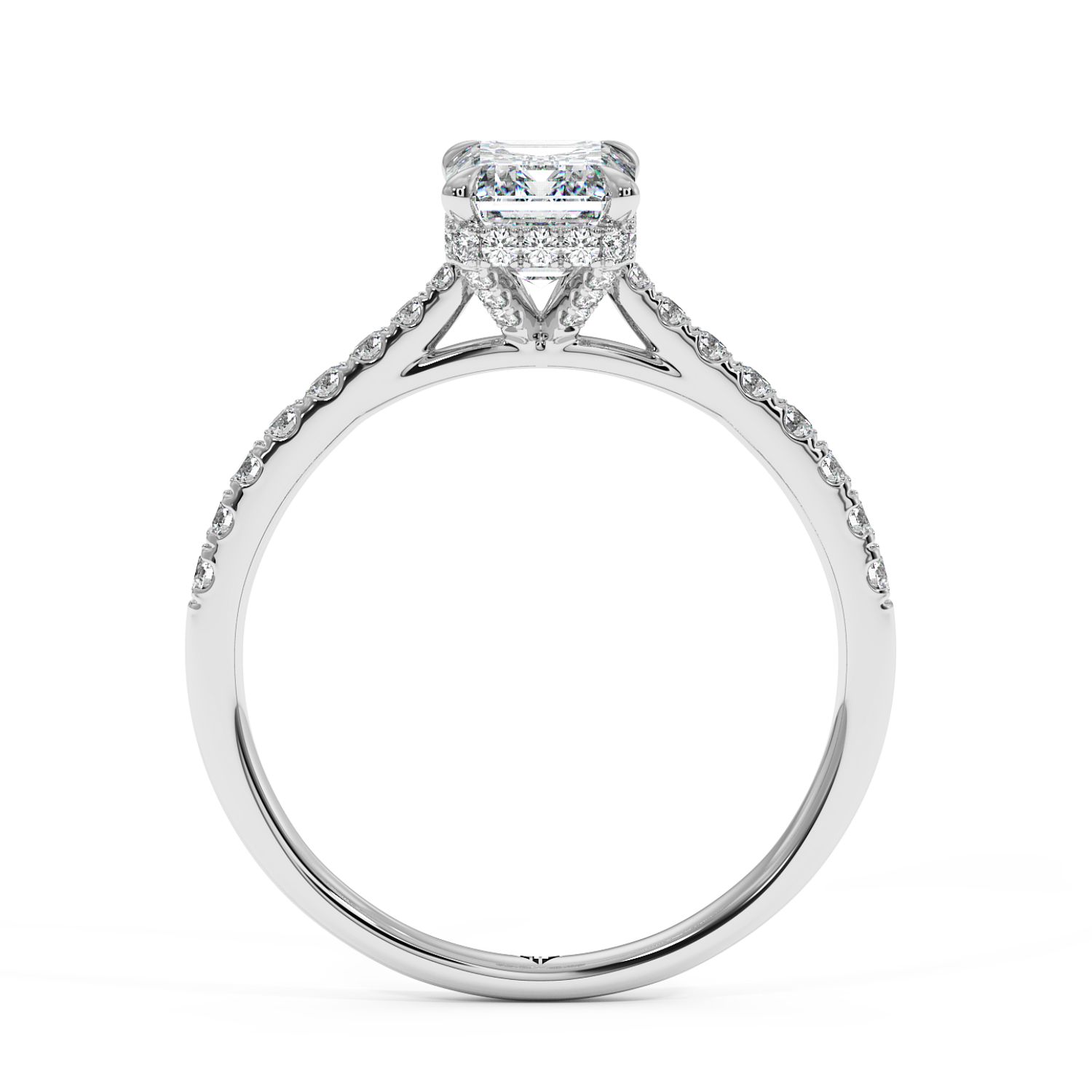 18K White Gold Hana Diamond Shoulder Hidden Halo Engagement Ring