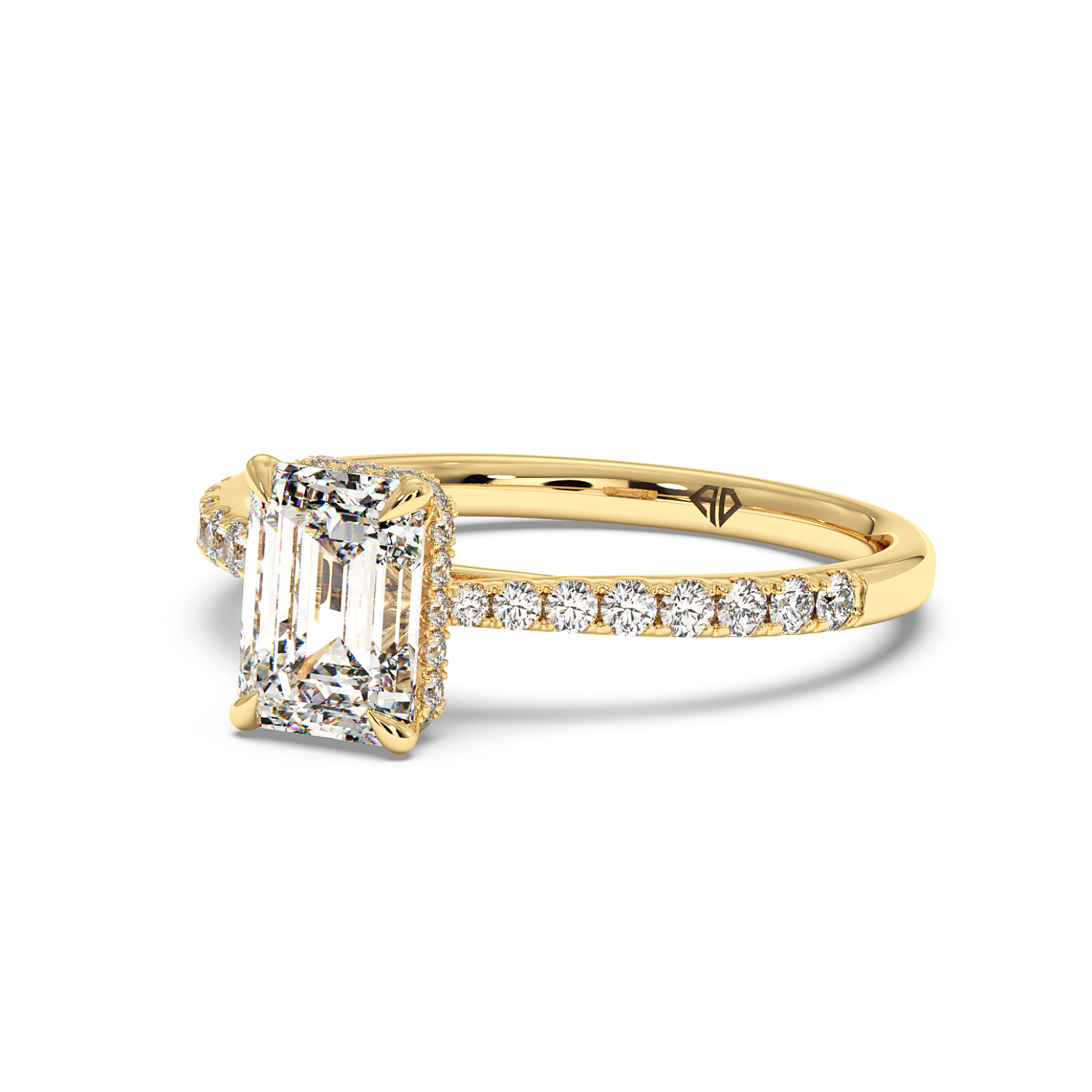 18K Yellow Gold Hana Diamond Shoulder Hidden Halo Engagement Ring