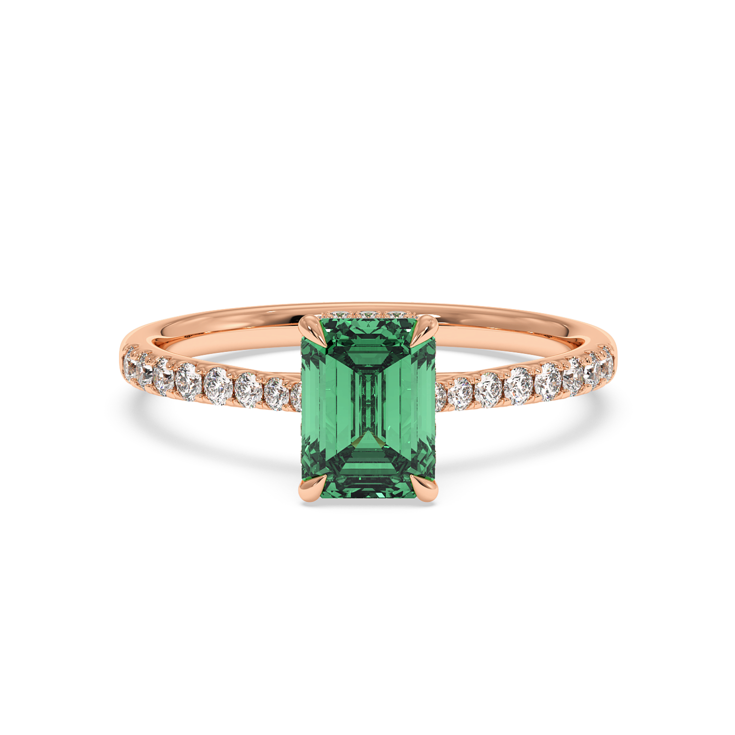 18K Rose Gold Hana Diamond Shoulder Hidden Halo Engagement Ring