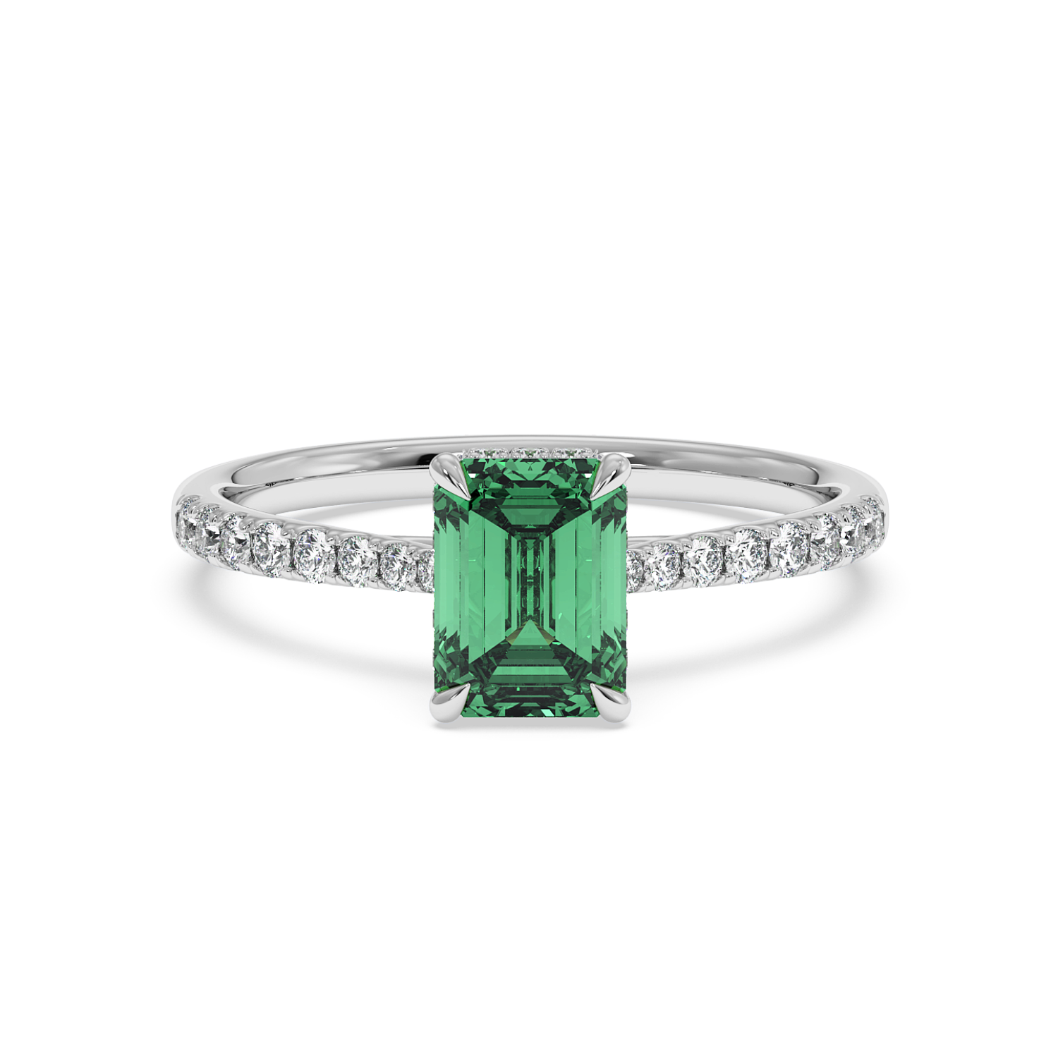 Platinum Hana Diamond Shoulder Hidden Halo Engagement Ring