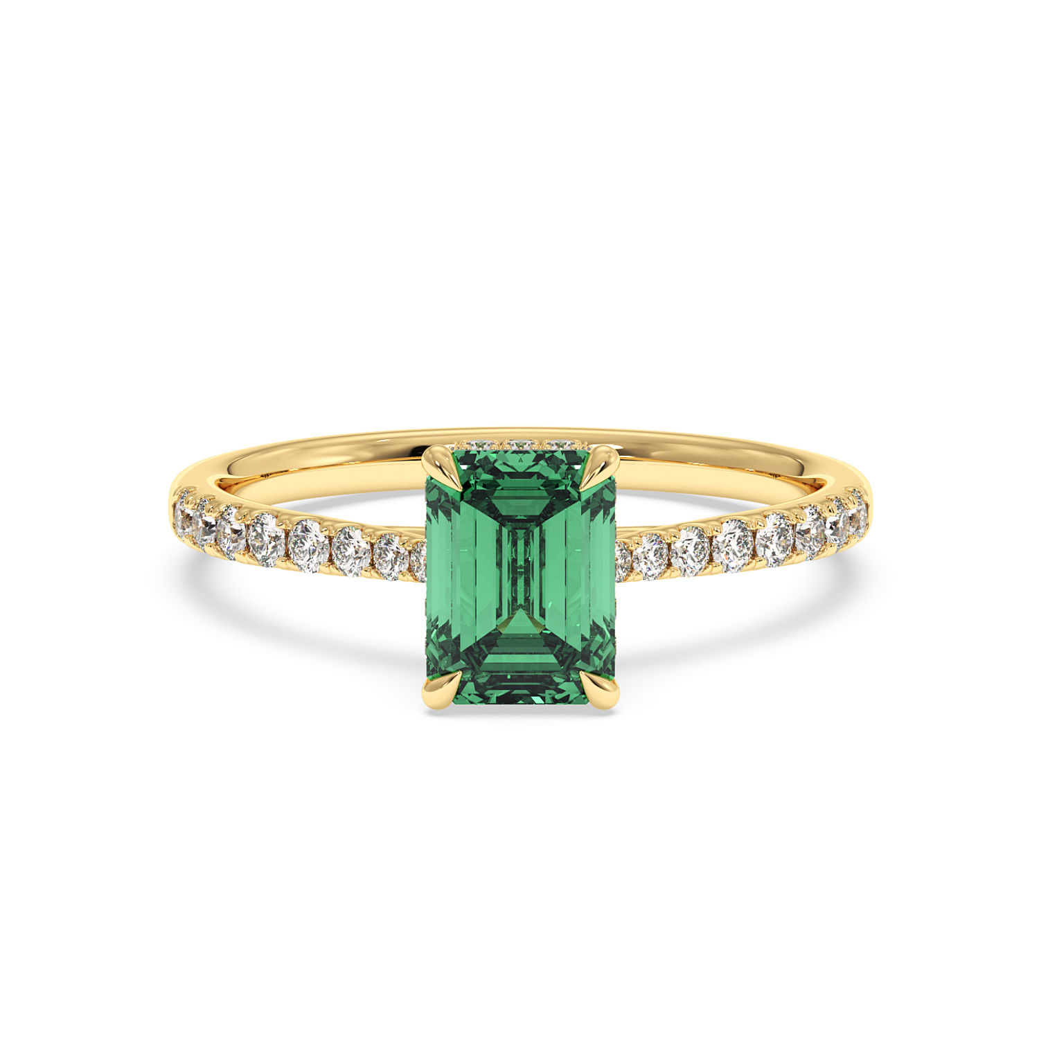 18K Yellow Gold Hana Diamond Shoulder Hidden Halo Engagement Ring