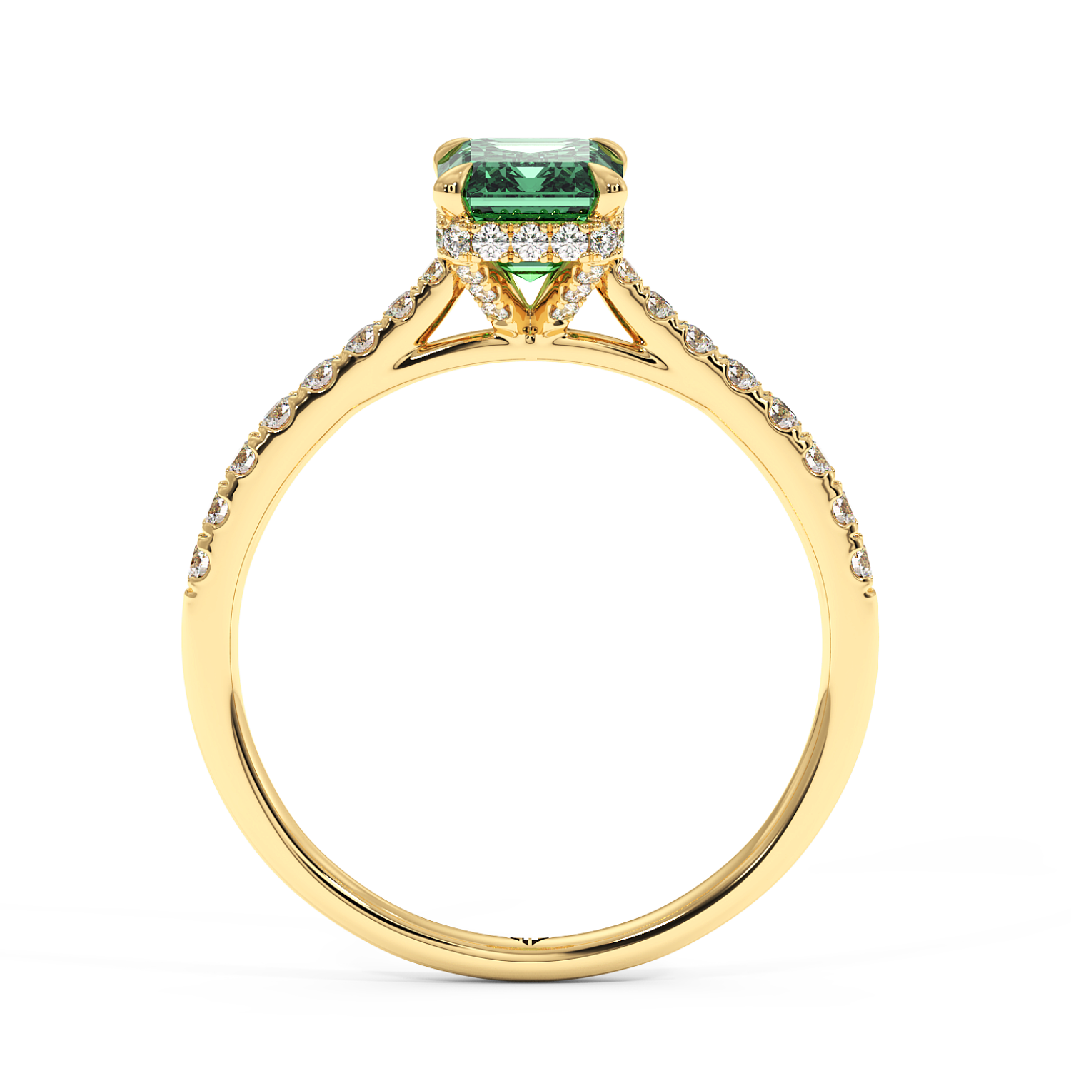 18K Yellow Gold Hana Diamond Shoulder Hidden Halo Engagement Ring