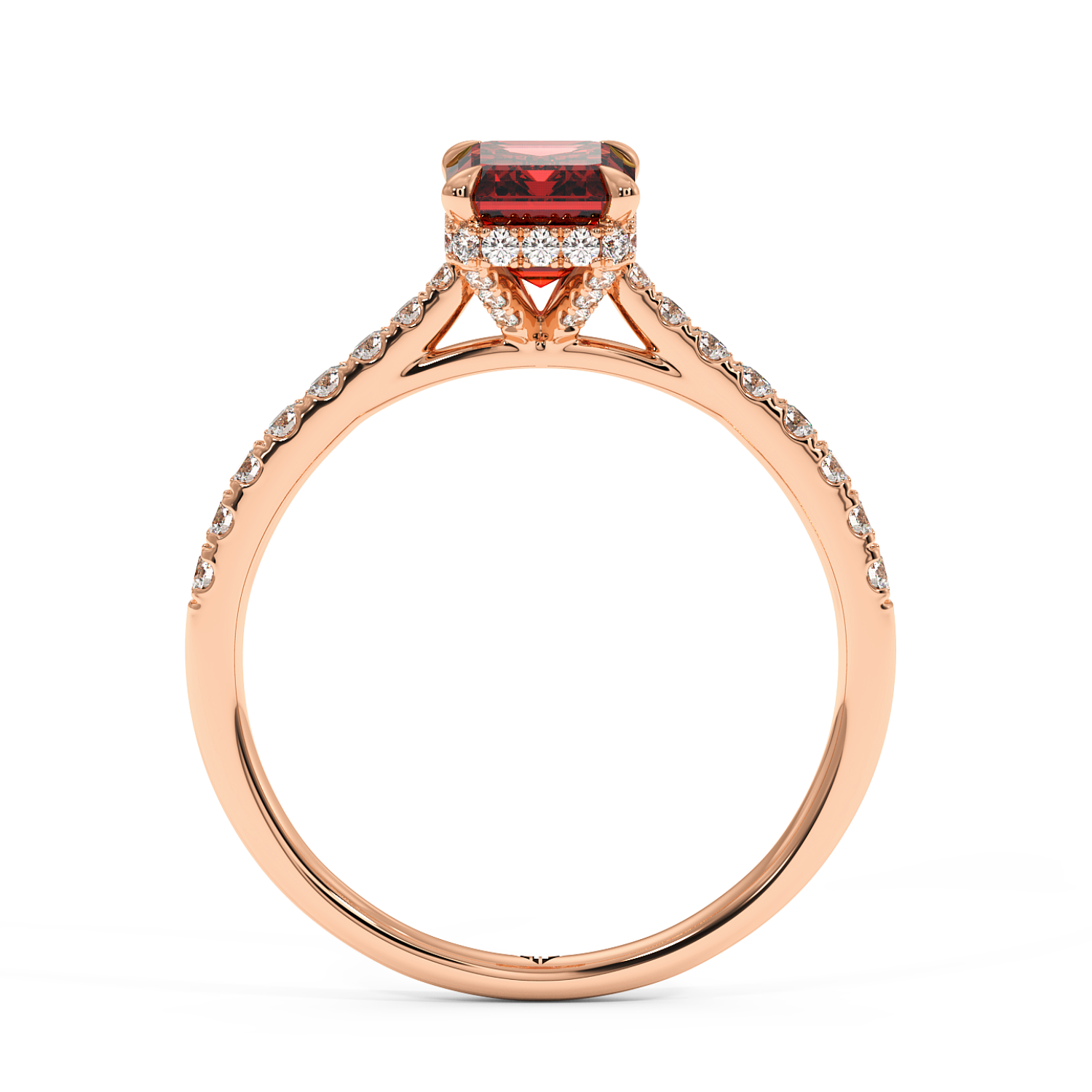 18K Rose Gold Hana Diamond Shoulder Hidden Halo Engagement Ring