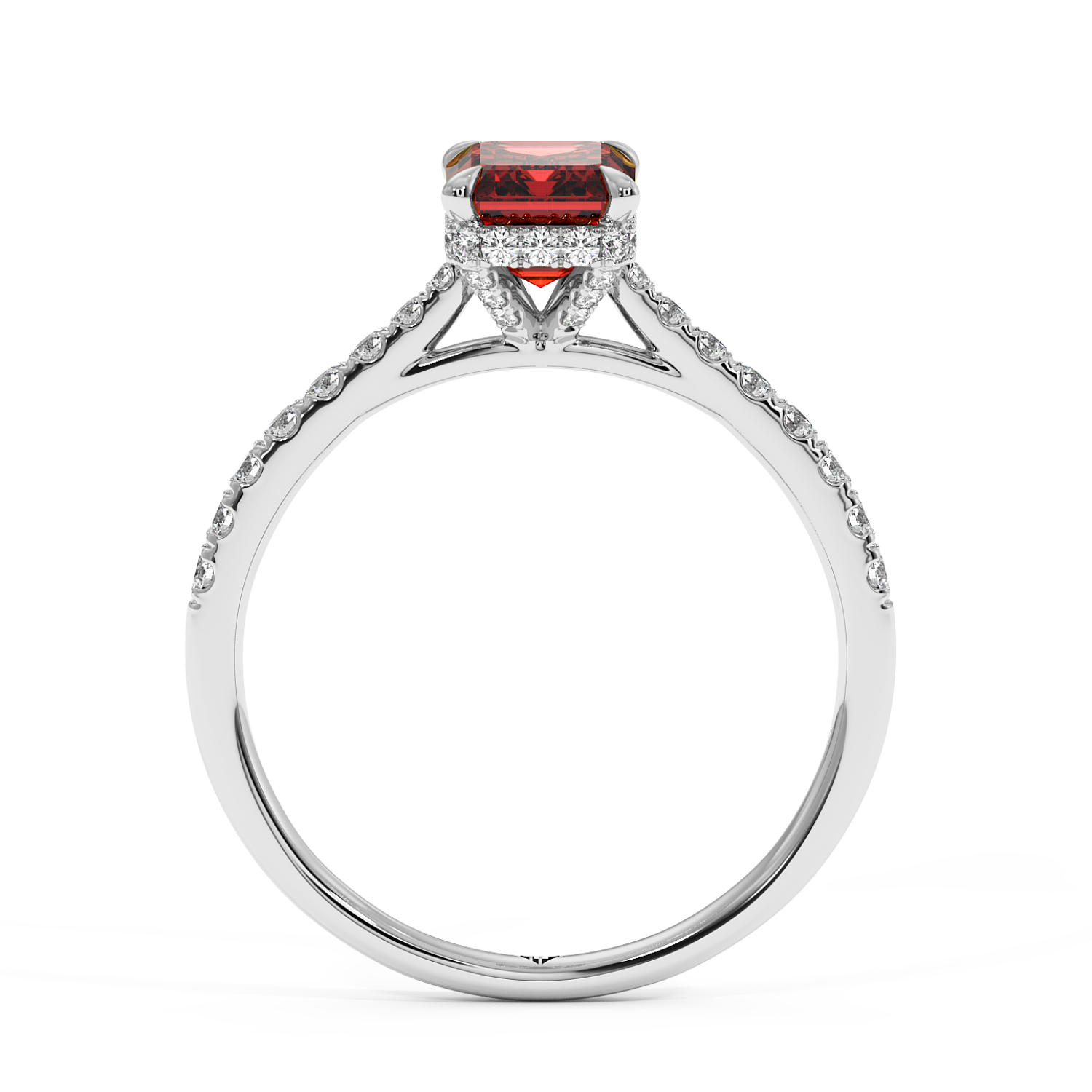 18K White Gold Hana Diamond Shoulder Hidden Halo Engagement Ring