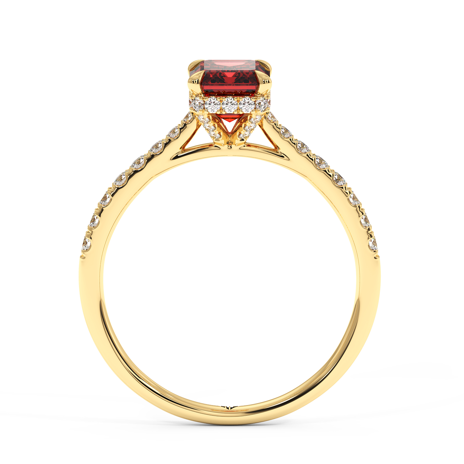18K Yellow Gold Hana Diamond Shoulder Hidden Halo Engagement Ring