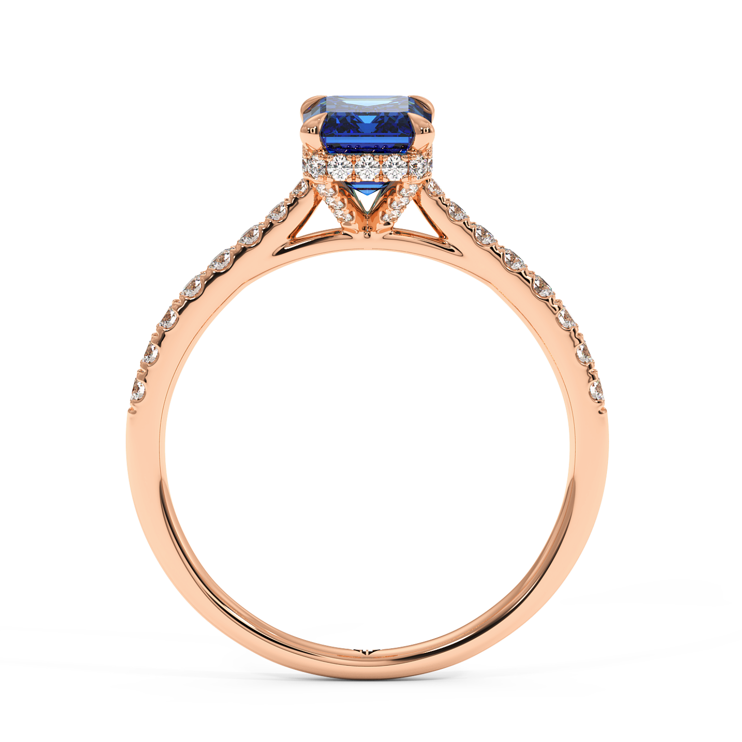 18K Rose Gold Hana Diamond Shoulder Hidden Halo Engagement Ring