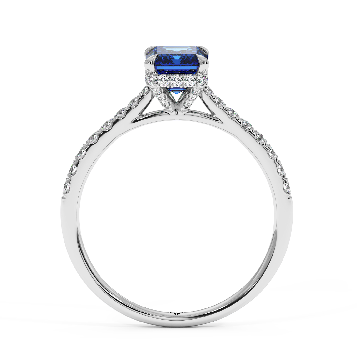 18K White Gold Hana Diamond Shoulder Hidden Halo Engagement Ring