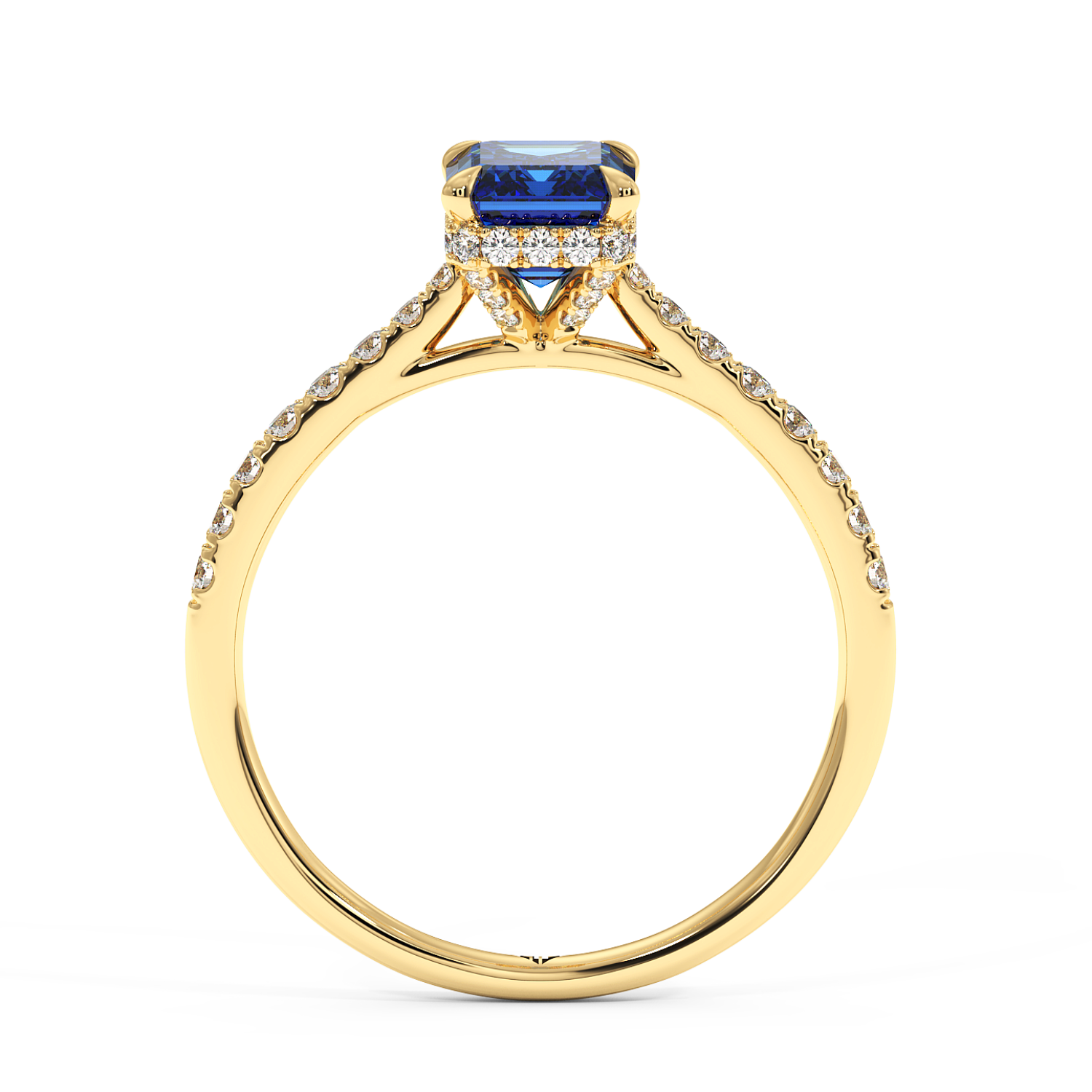18K Yellow Gold Hana Diamond Shoulder Hidden Halo Engagement Ring