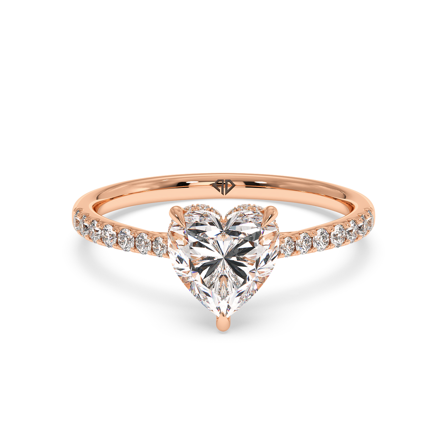 18K Rose Gold Hana Diamond Shoulder Hidden Halo Engagement Ring
