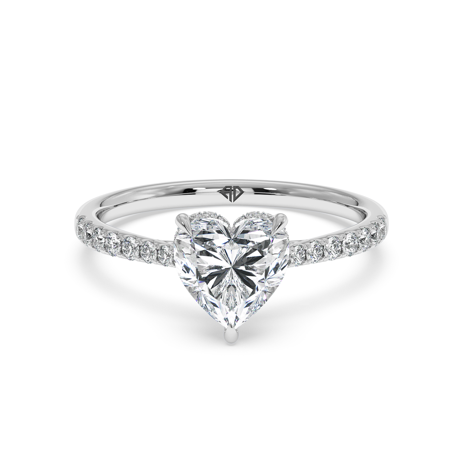 Platinum Hana Diamond Shoulder Hidden Halo Engagement Ring