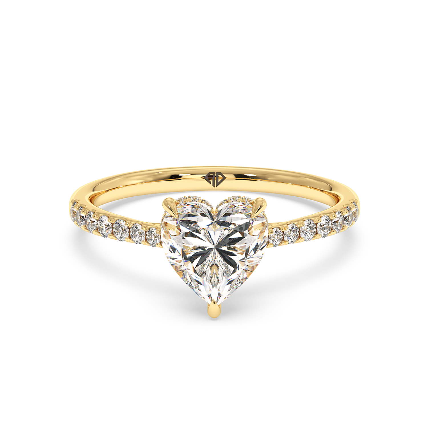 18K Yellow Gold Hana Diamond Shoulder Hidden Halo Engagement Ring
