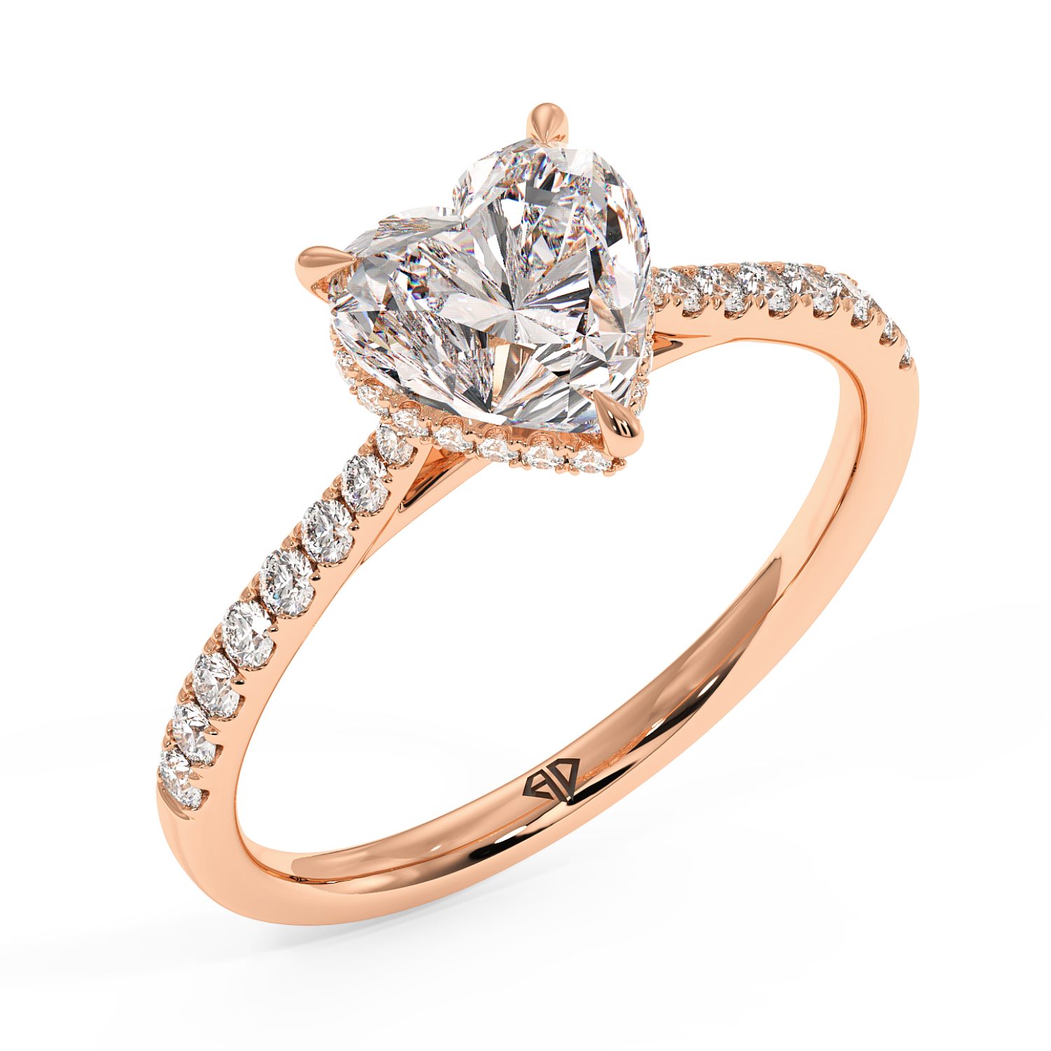 18K Rose Gold Hana Diamond Shoulder Hidden Halo Engagement Ring