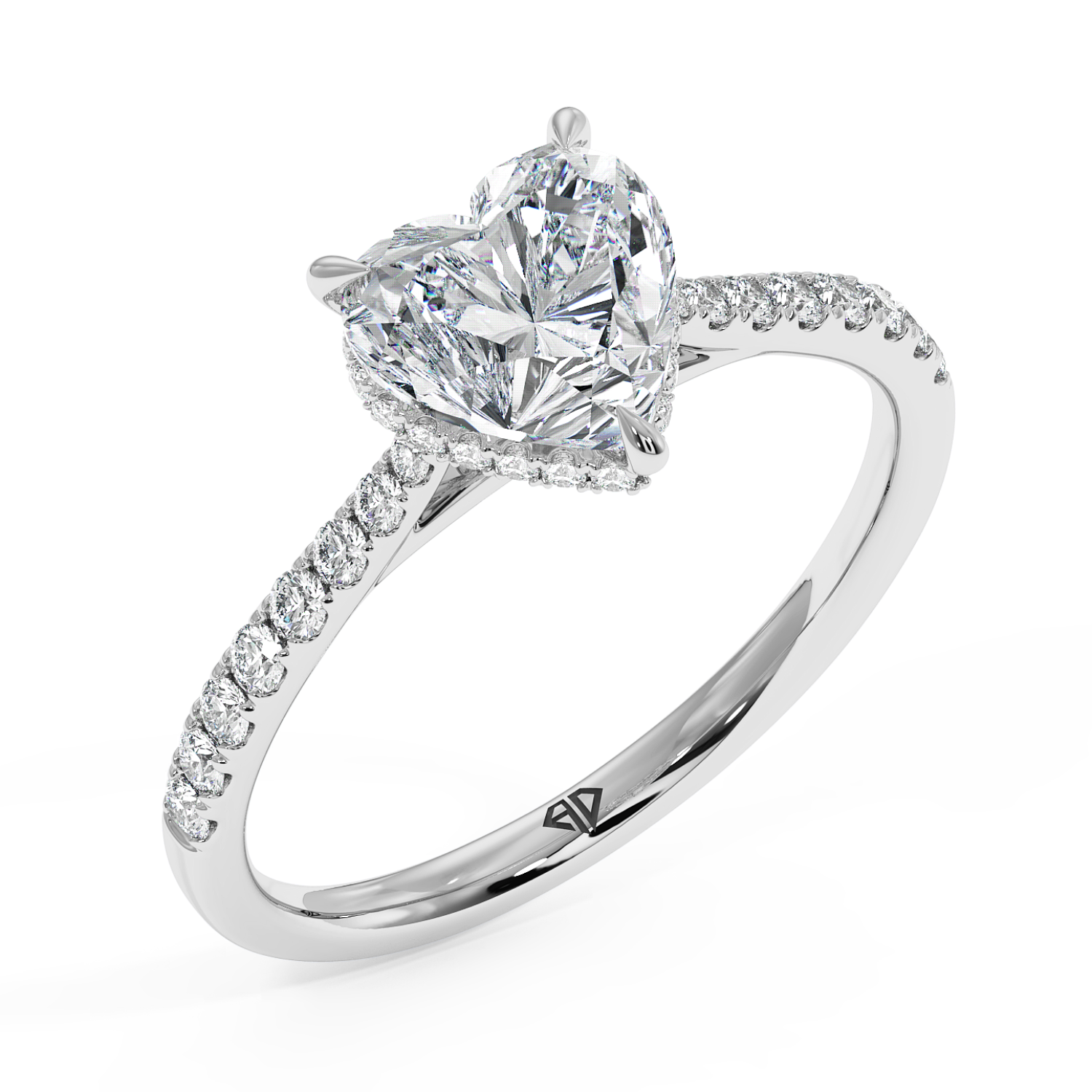 Platinum Hana Diamond Shoulder Hidden Halo Engagement Ring