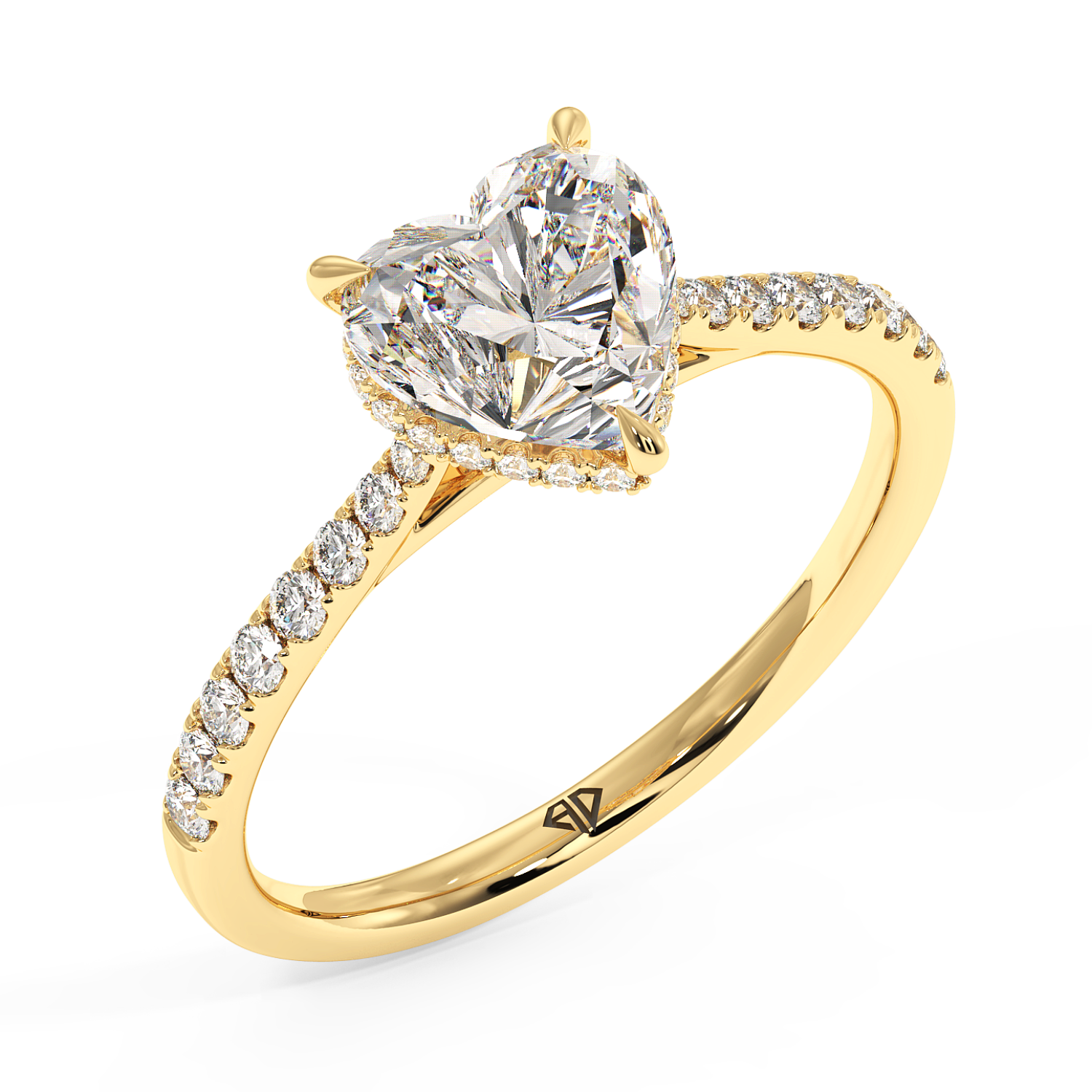 18K Yellow Gold Hana Diamond Shoulder Hidden Halo Engagement Ring