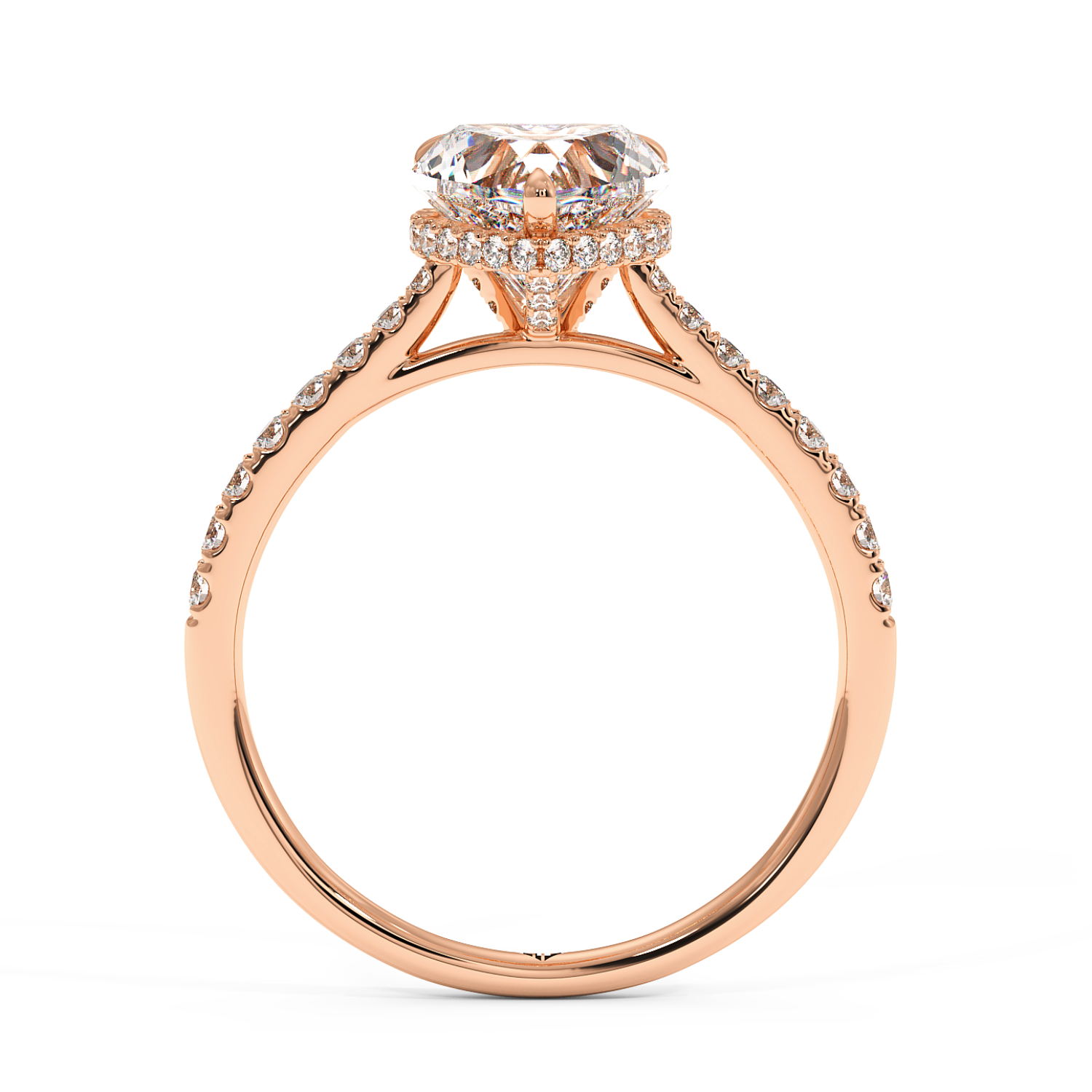 18K Rose Gold Hana Diamond Shoulder Hidden Halo Engagement Ring