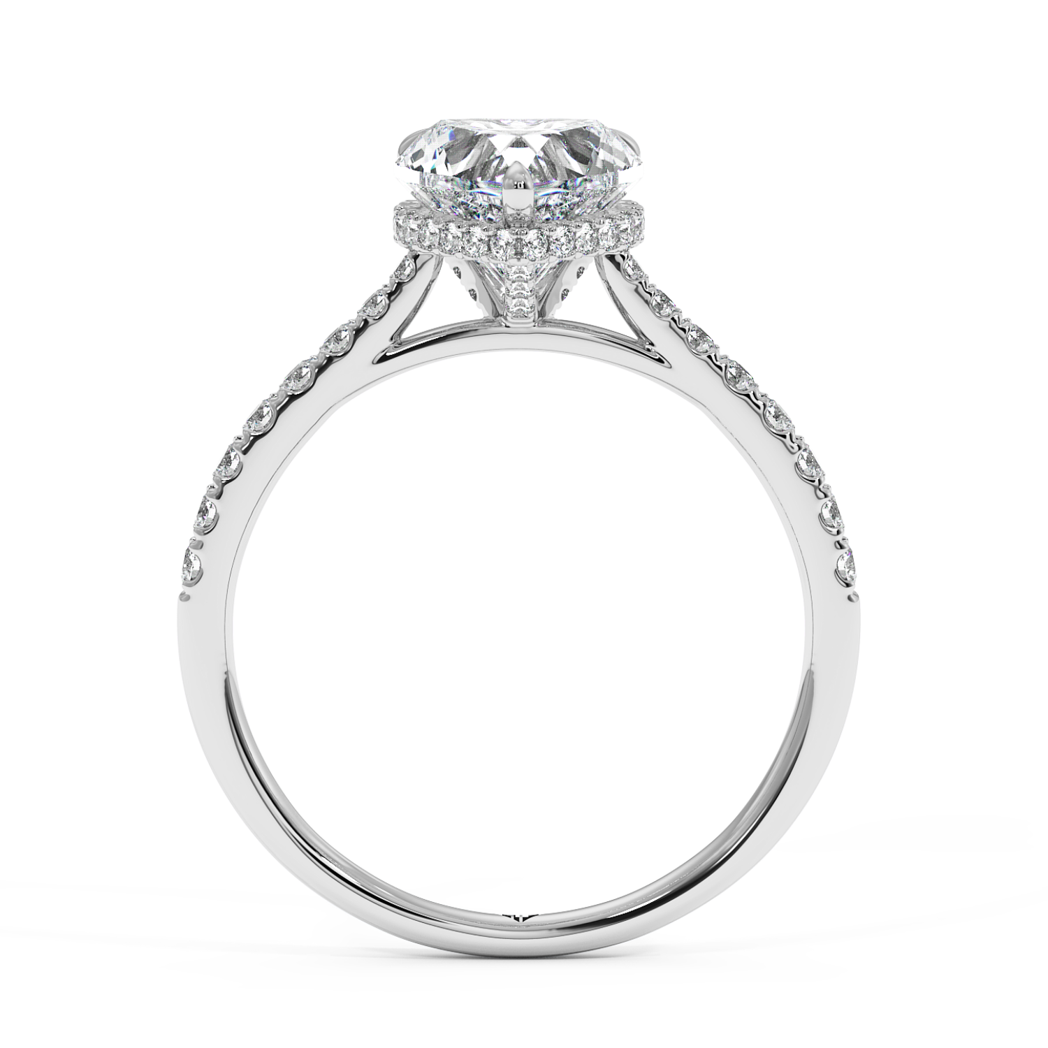 Platinum Hana Diamond Shoulder Hidden Halo Engagement Ring