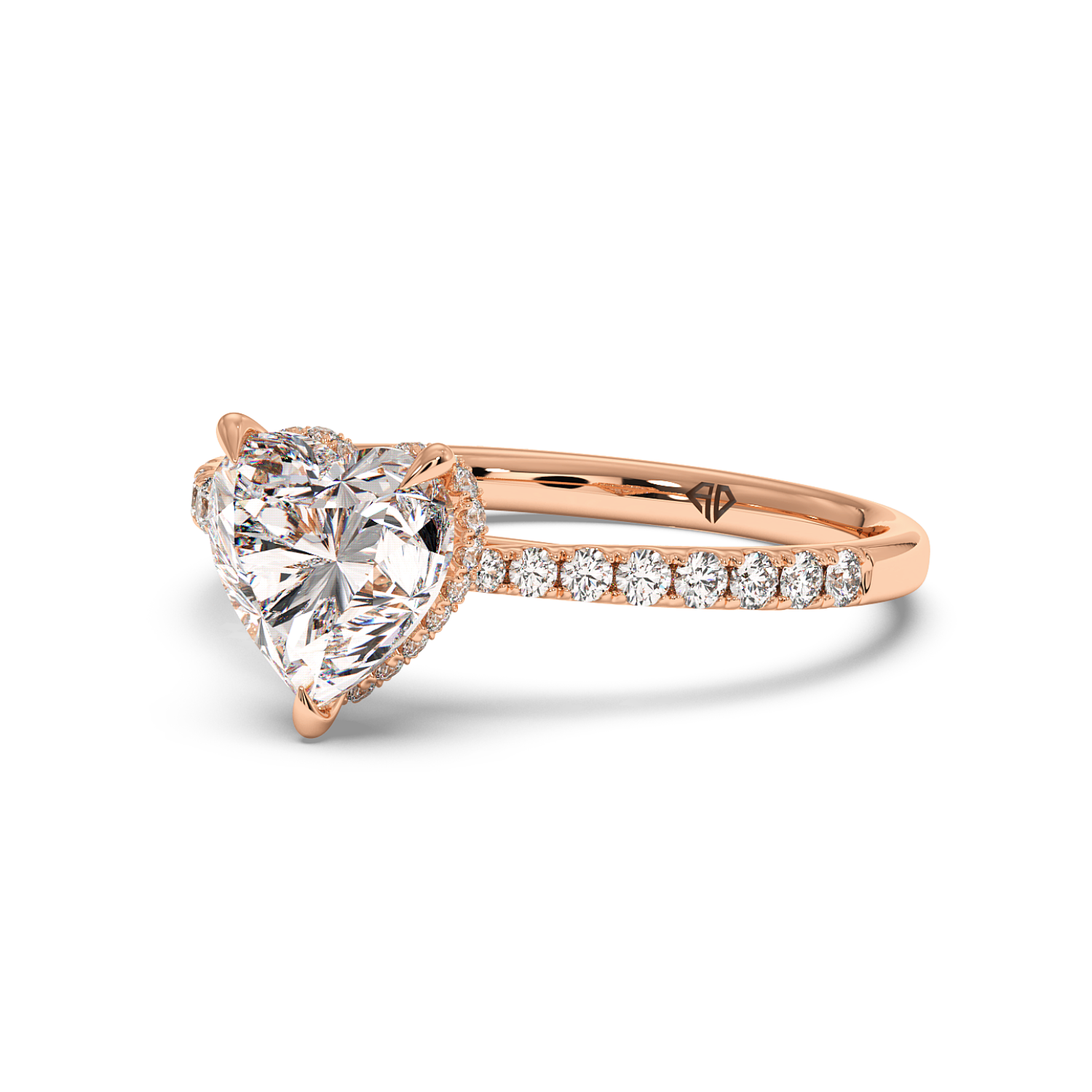18K Rose Gold Hana Diamond Shoulder Hidden Halo Engagement Ring