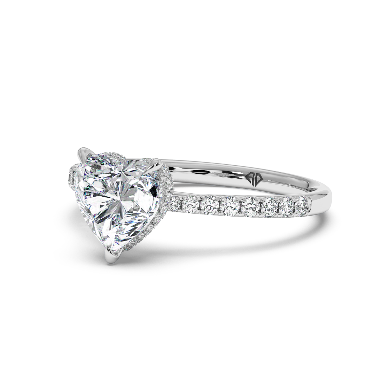 Platinum Hana Diamond Shoulder Hidden Halo Engagement Ring