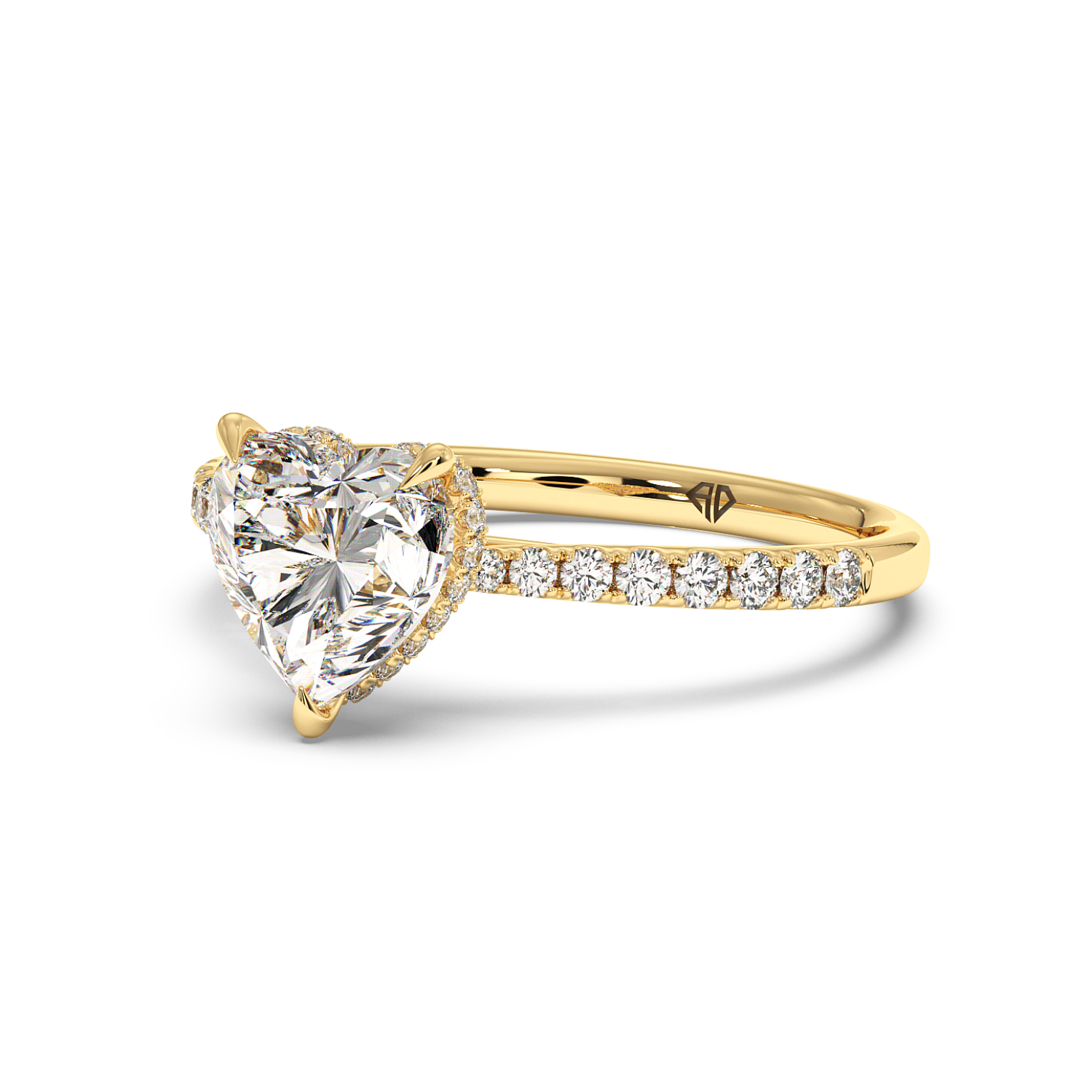 18K Yellow Gold Hana Diamond Shoulder Hidden Halo Engagement Ring