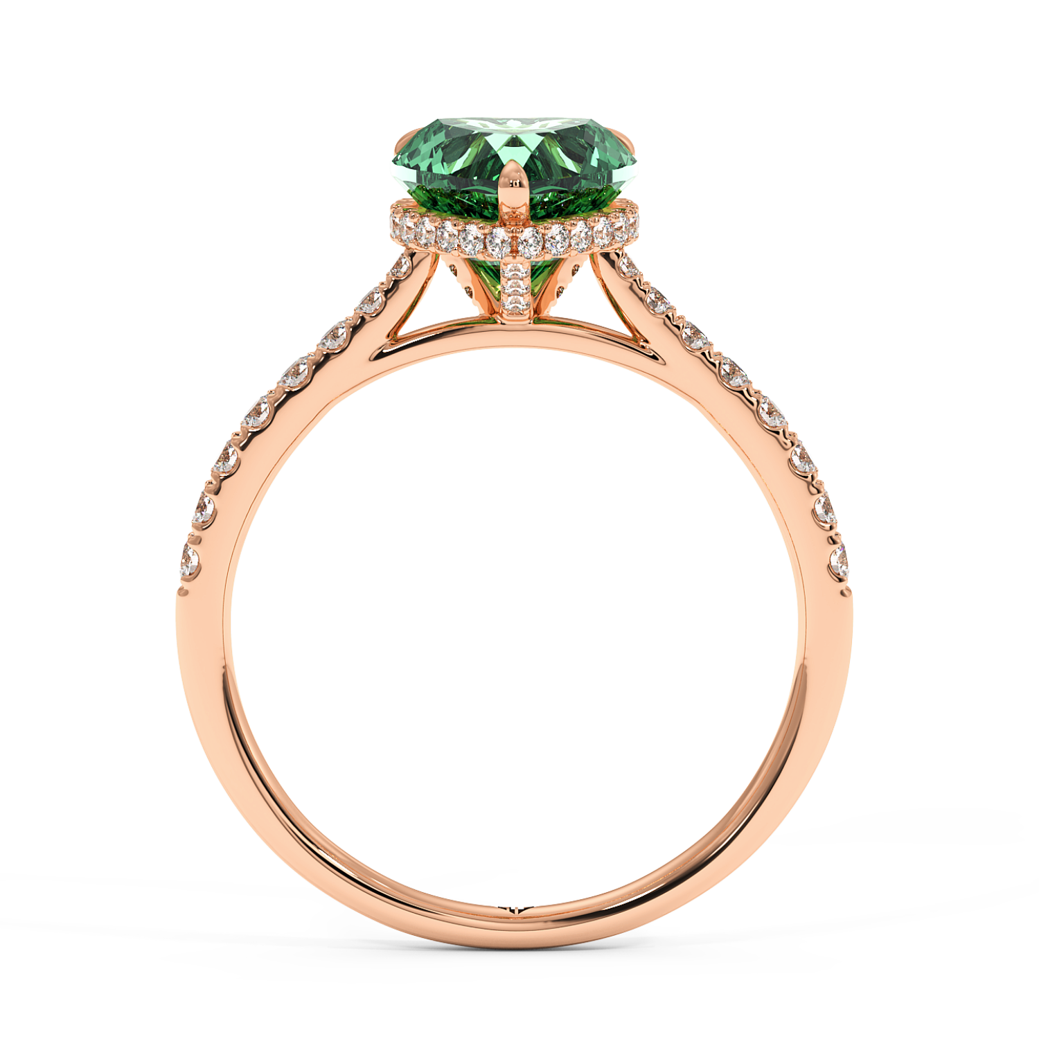 18K Rose Gold Hana Diamond Shoulder Hidden Halo Engagement Ring