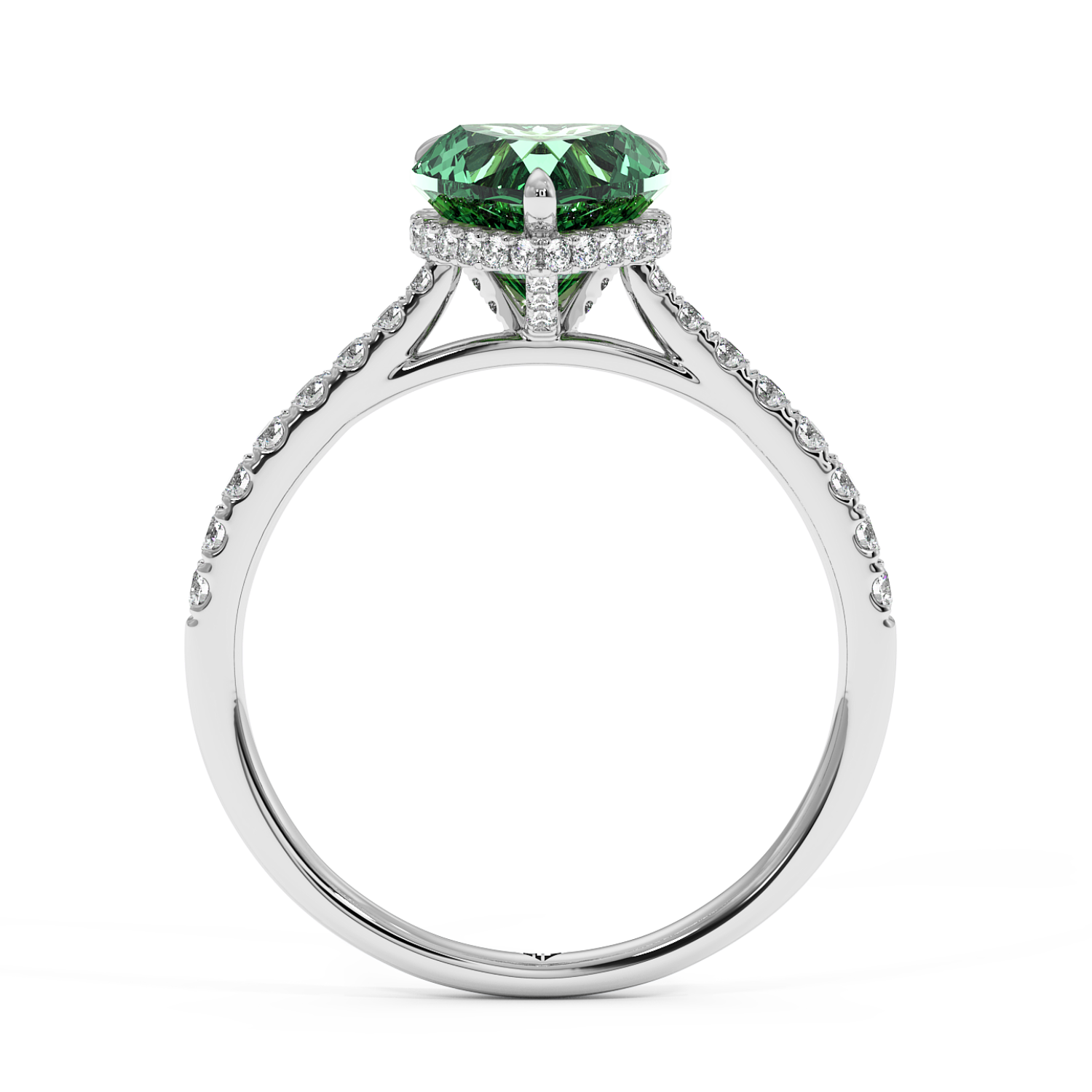 18K White Gold Hana Diamond Shoulder Hidden Halo Engagement Ring