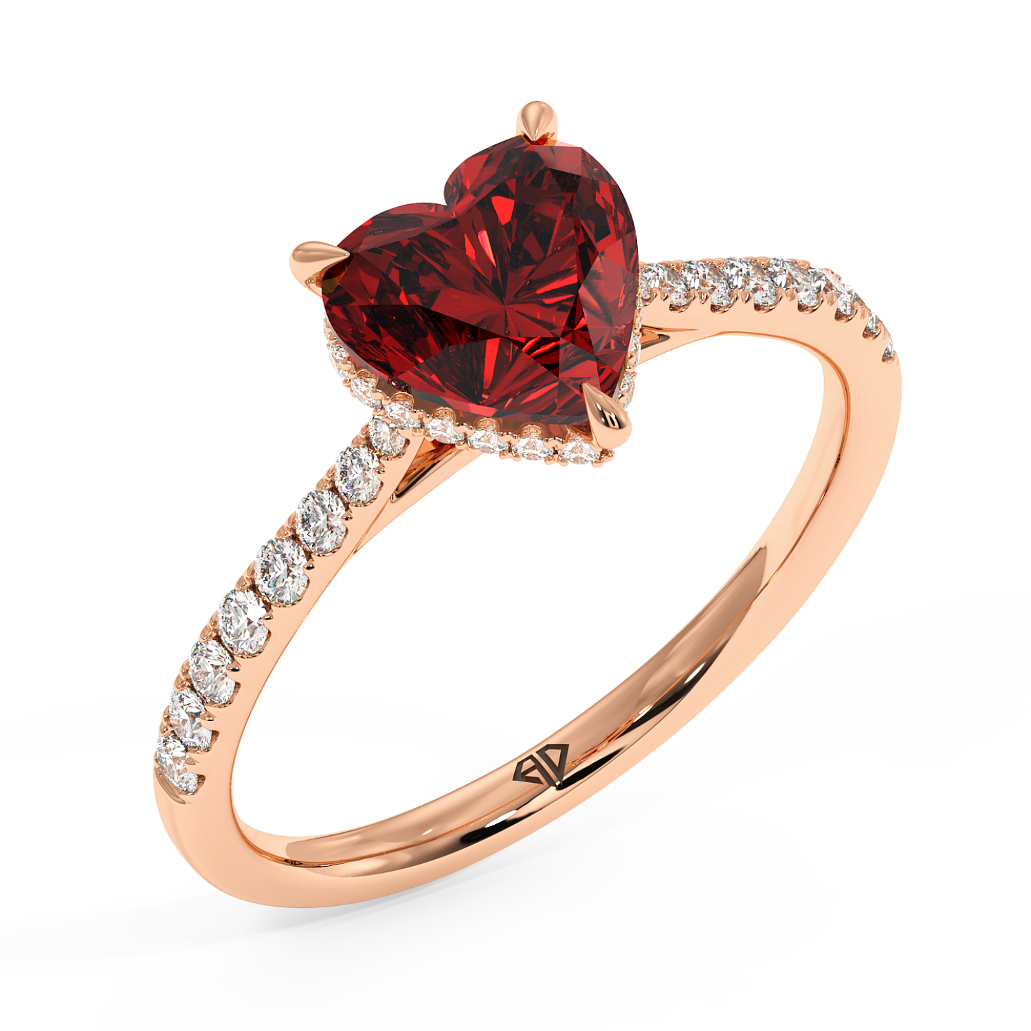 18K Rose Gold Hana Diamond Shoulder Hidden Halo Engagement Ring