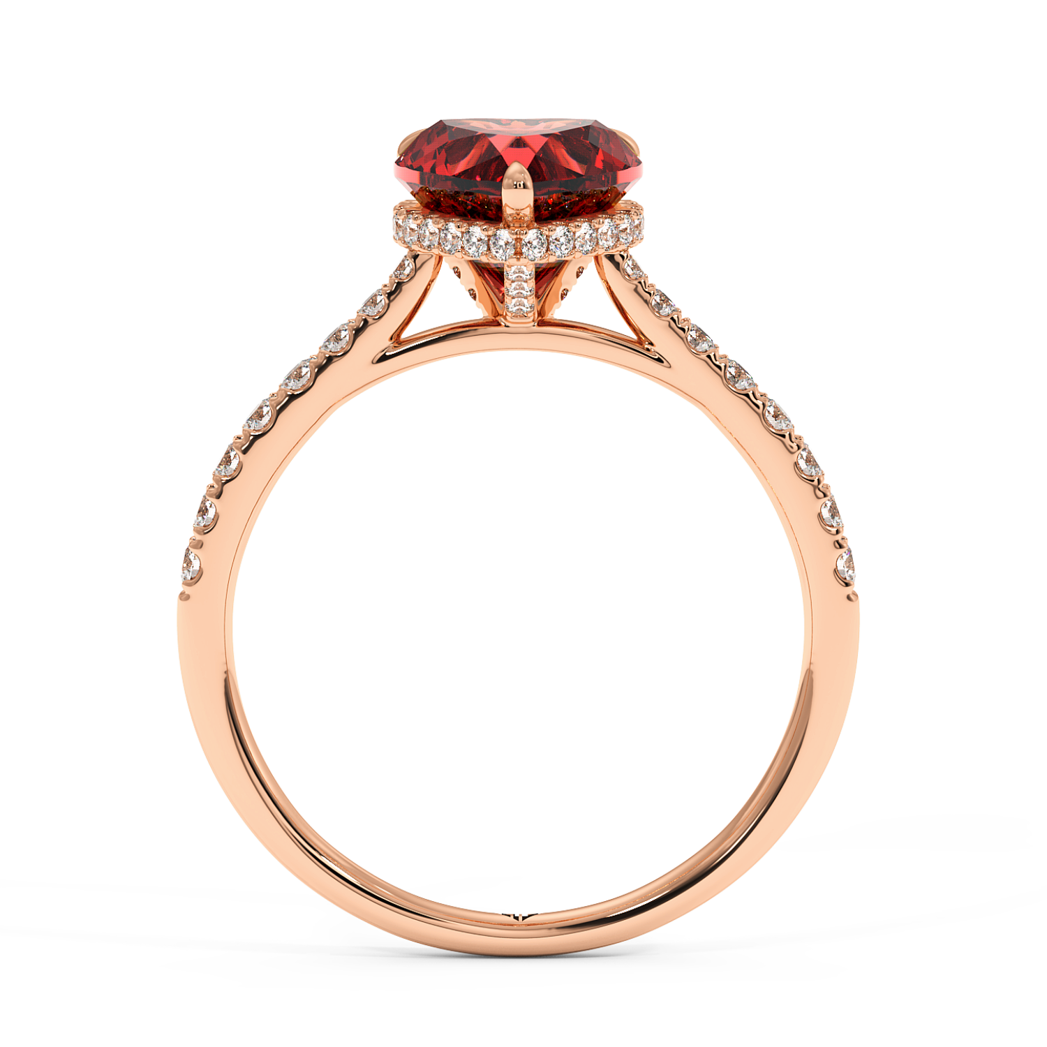 18K Rose Gold Hana Diamond Shoulder Hidden Halo Engagement Ring