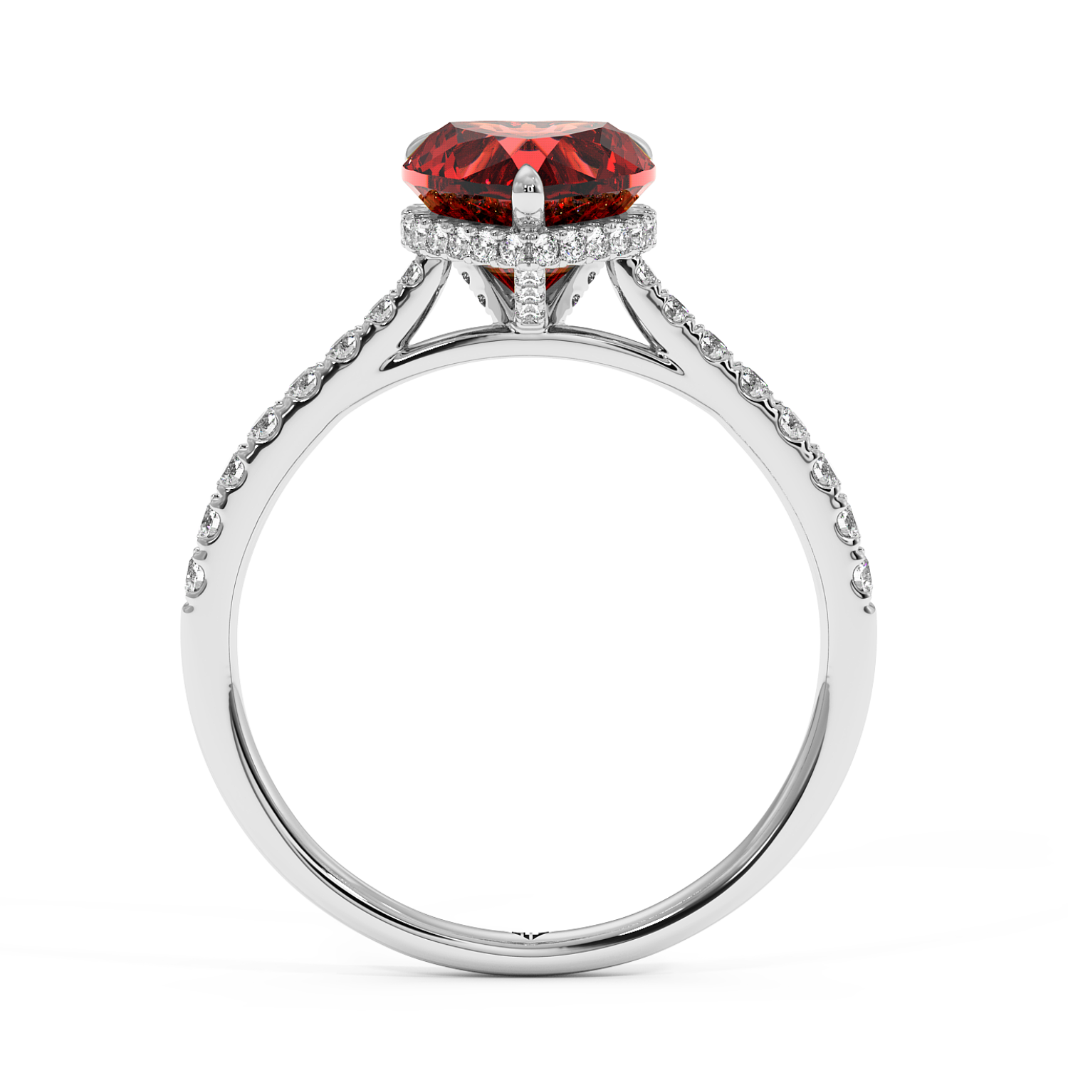 Platinum Hana Diamond Shoulder Hidden Halo Engagement Ring