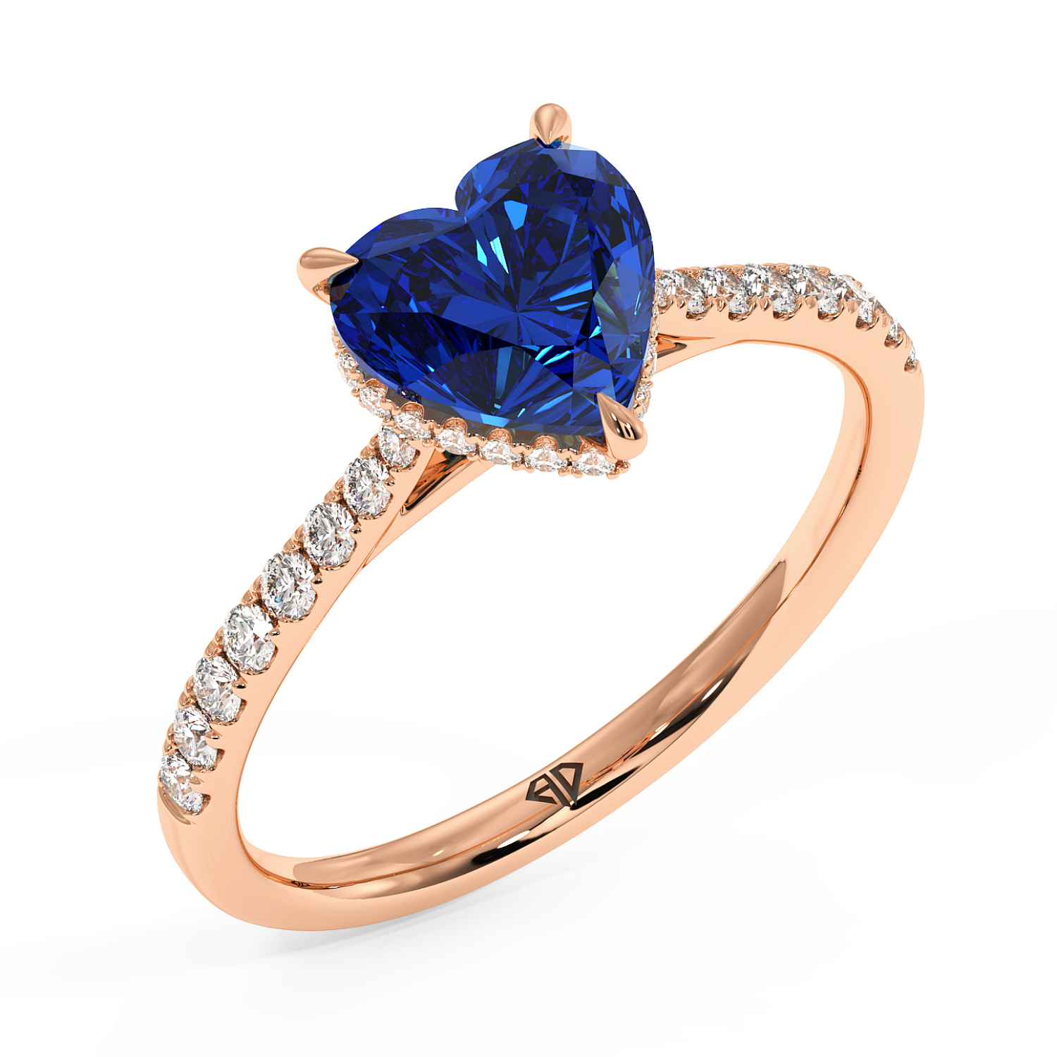 18K Rose Gold Hana Diamond Shoulder Hidden Halo Engagement Ring